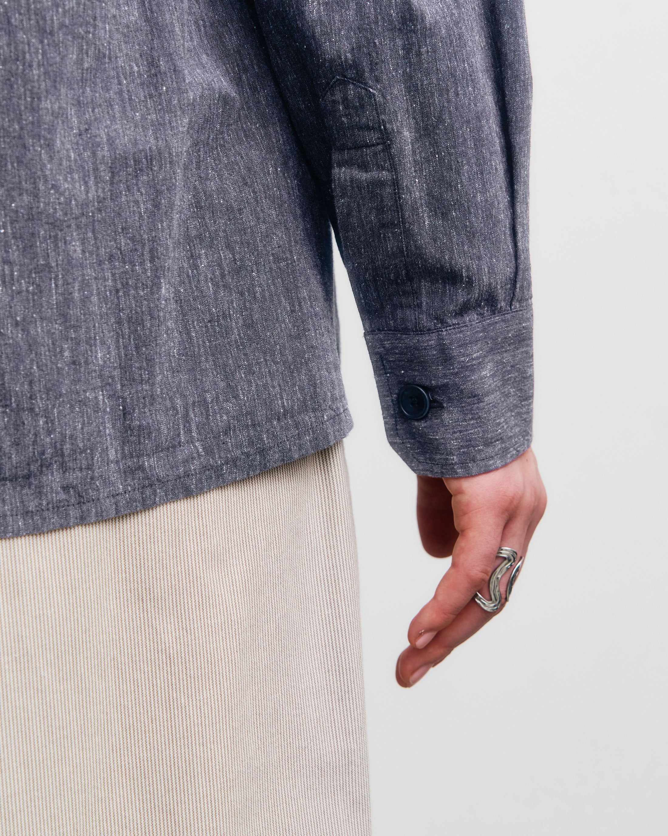 Blue mottled organic cotton shirt by Rotholz