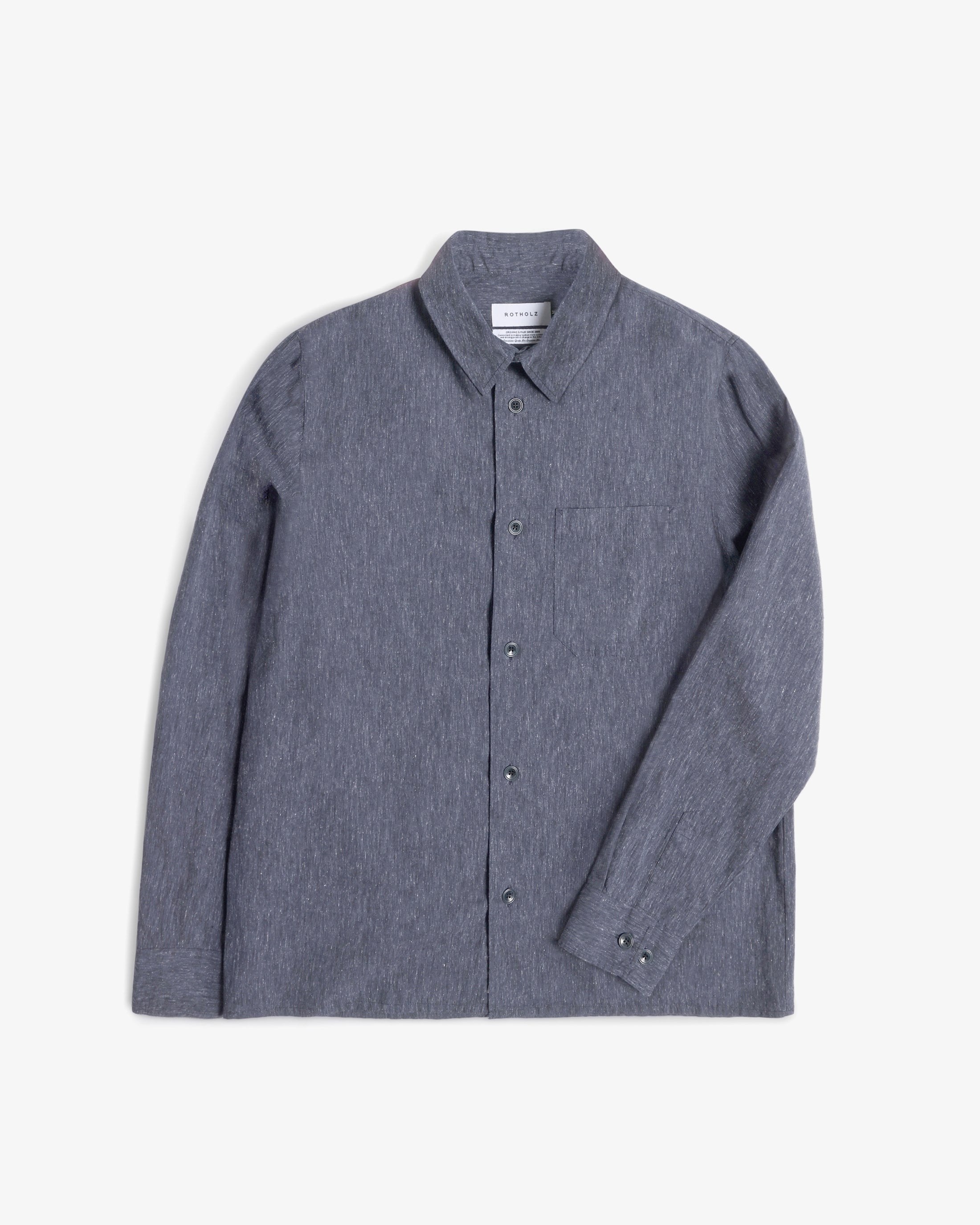 Blaues meliertes Hemd aus Bio-Baumwolle von Rotholz