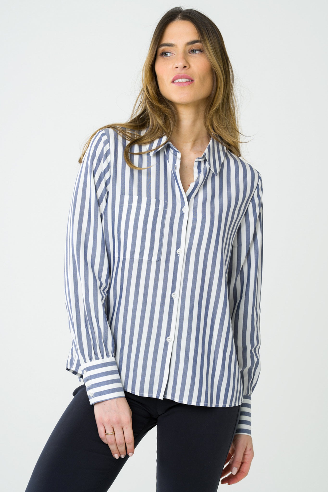 Blue striped blouse Kauri made of 100% Tencel by Avani