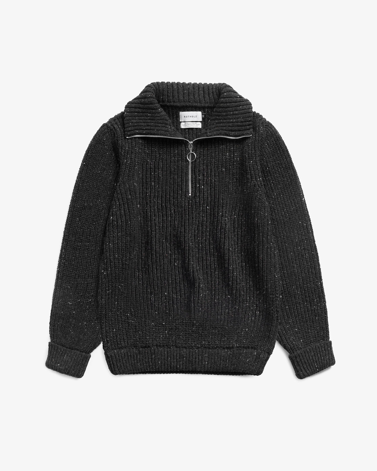 Schwarzer Strickpullover Chunky aus Merinowolle von Rotholz