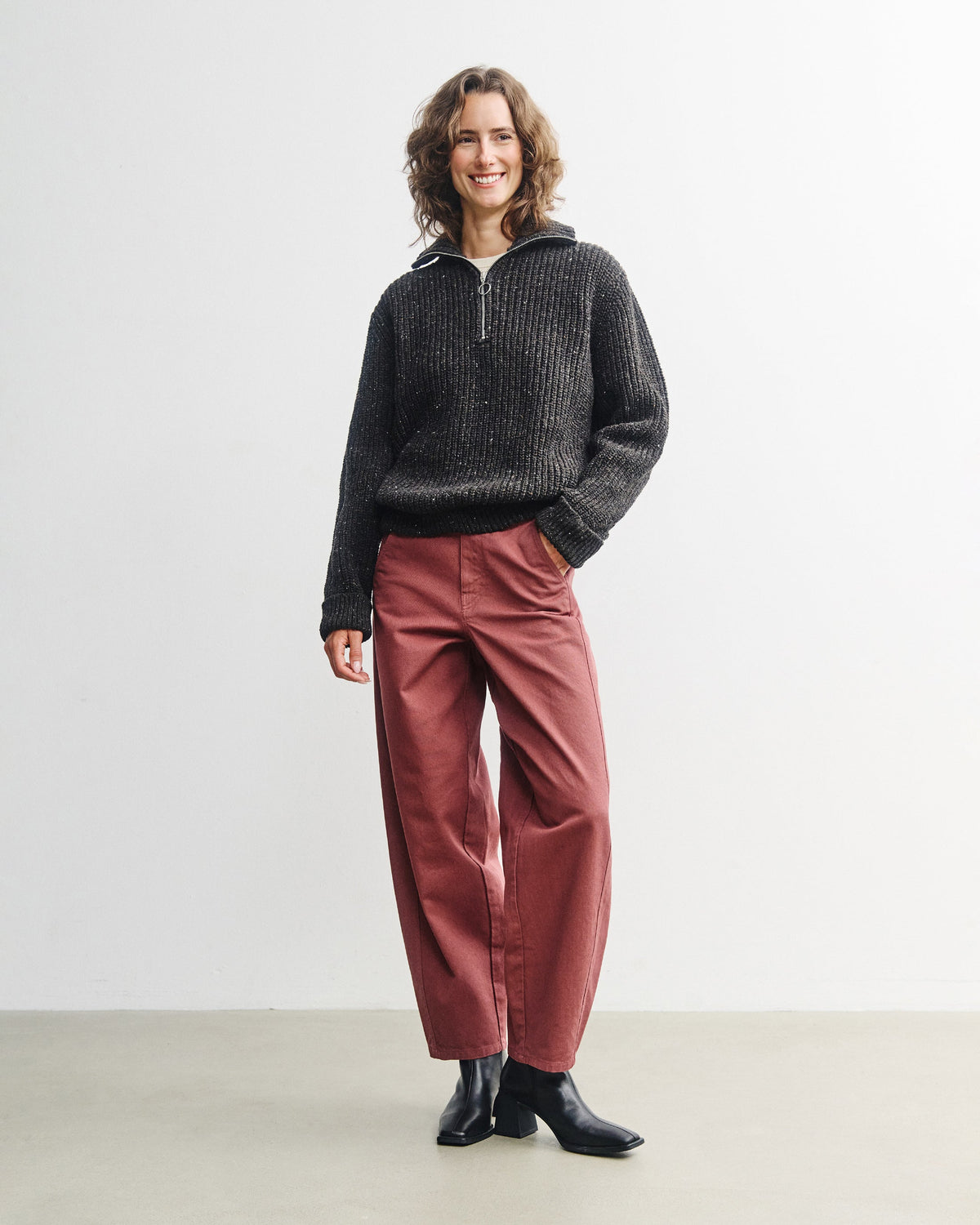 Schwarzer Strickpullover Chunky aus Merinowolle von Rotholz