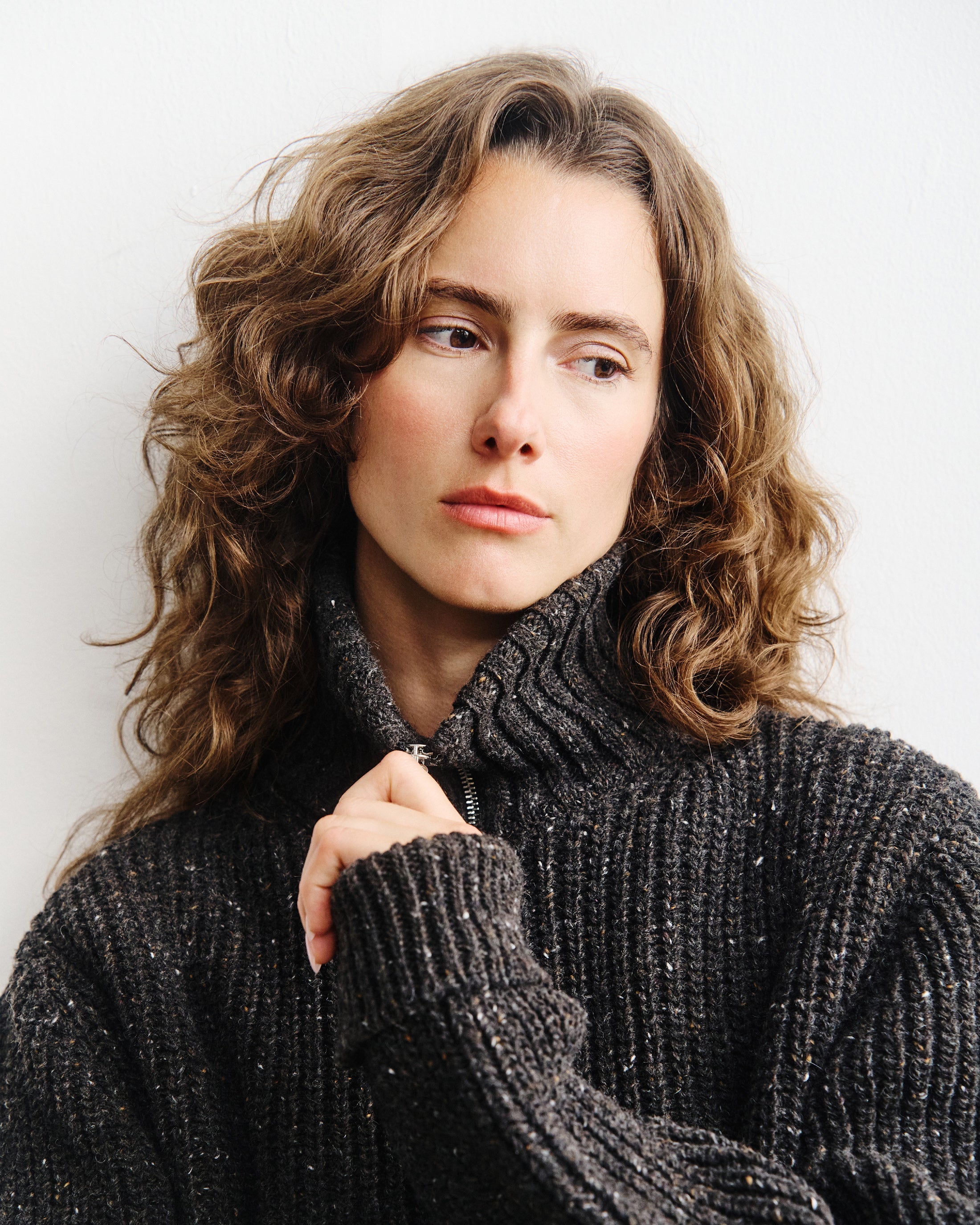 Schwarzer Strickpullover Chunky aus Merinowolle von Rotholz