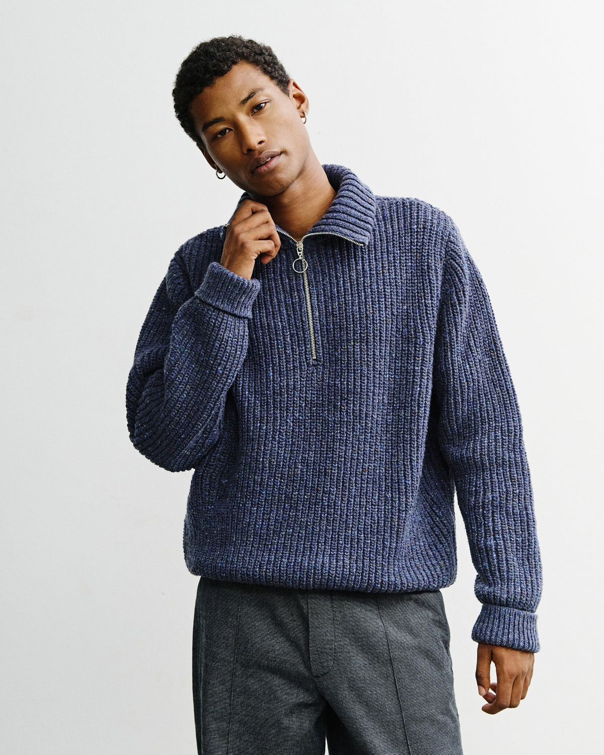Blauer Strickpullover Chunky aus Merinowolle von Rotholz