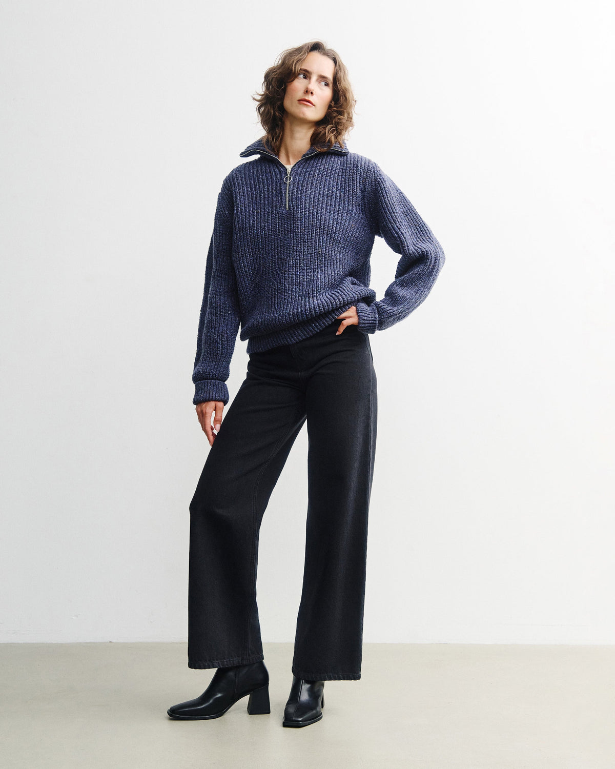 Blauer Strickpullover Chunky aus Merinowolle von Rotholz