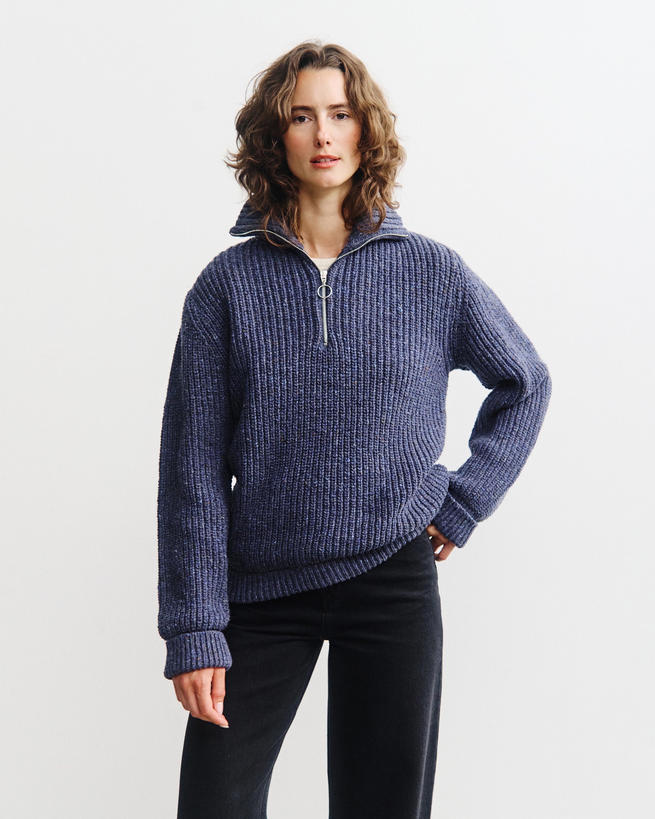 Blauer Strickpullover Chunky aus Merinowolle von Rotholz