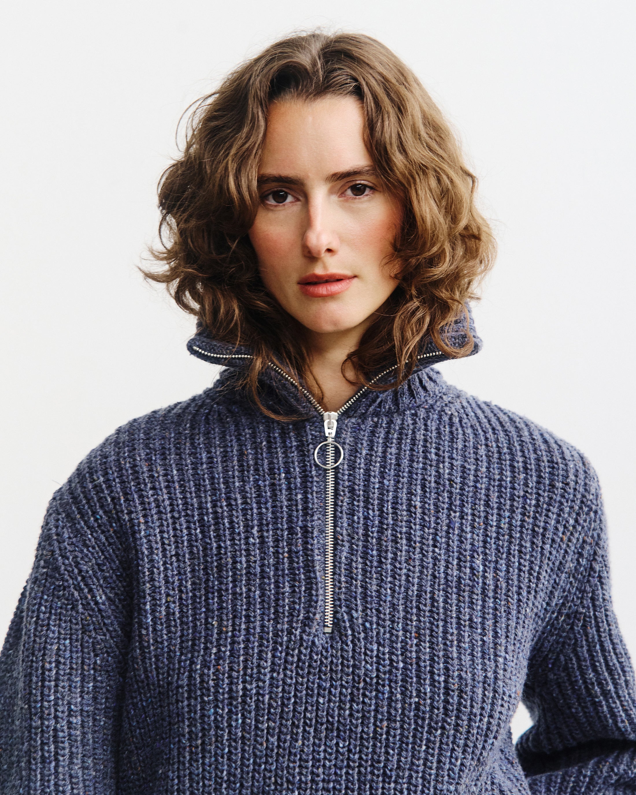 Blauer Strickpullover Chunky aus Merinowolle von Rotholz
