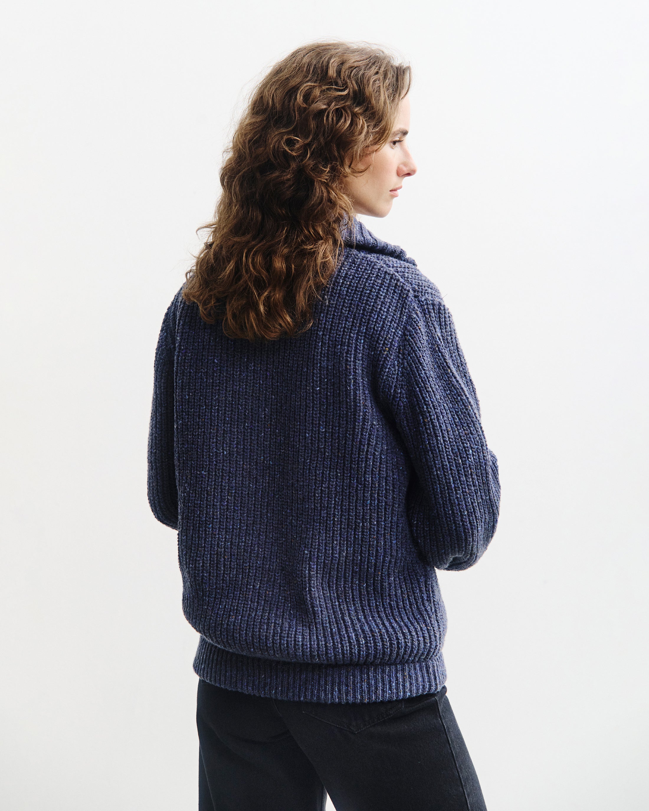 Blauer Strickpullover Chunky aus Merinowolle von Rotholz