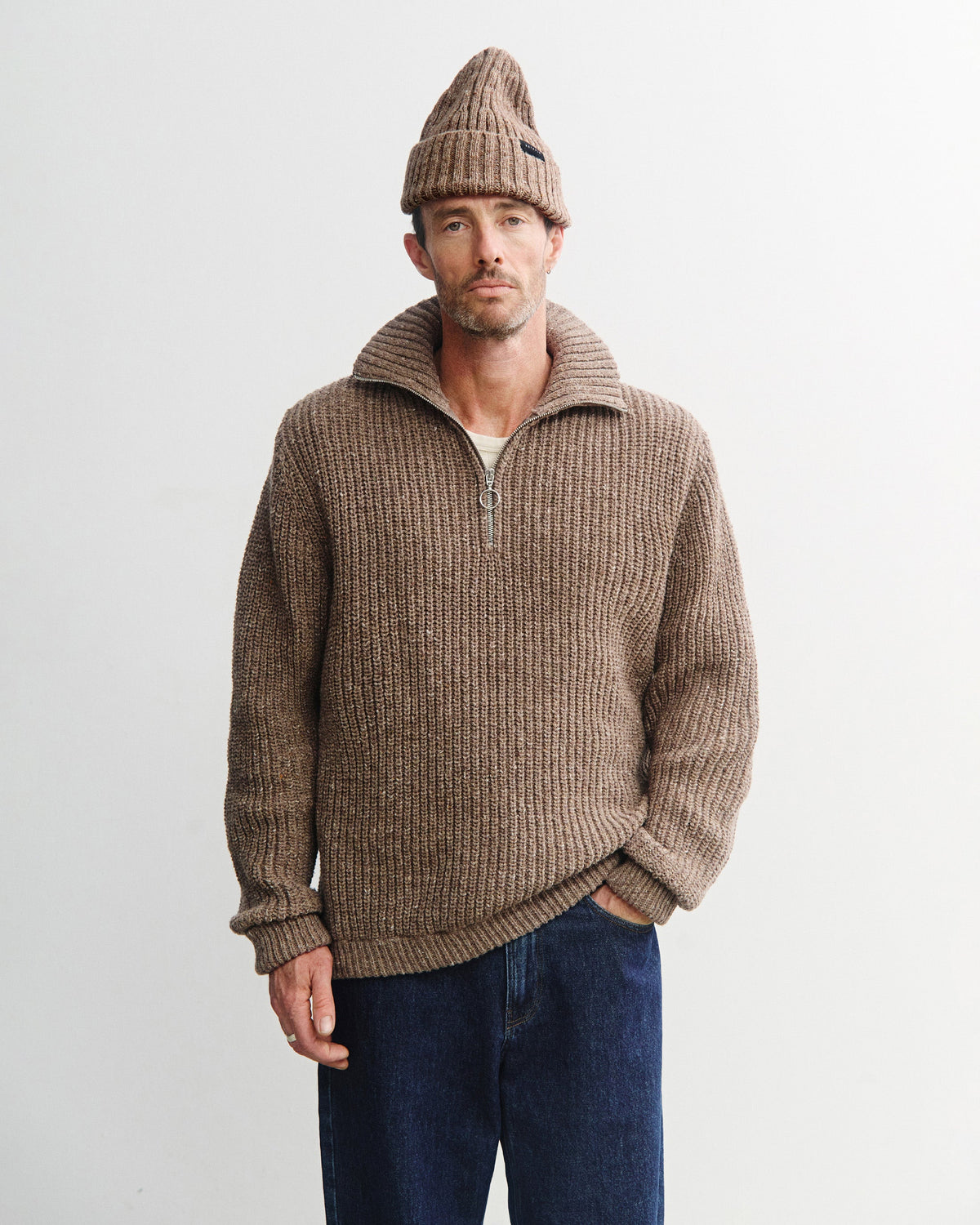 Brauner Strickpullover Chunky aus Merinowolle von Rotholz