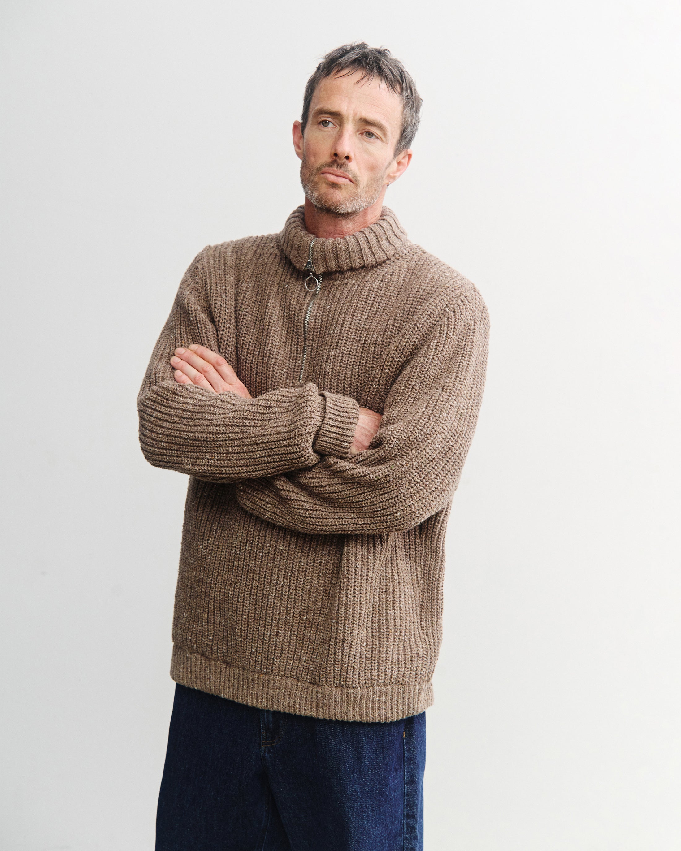 Brauner Strickpullover Chunky aus Merinowolle von Rotholz