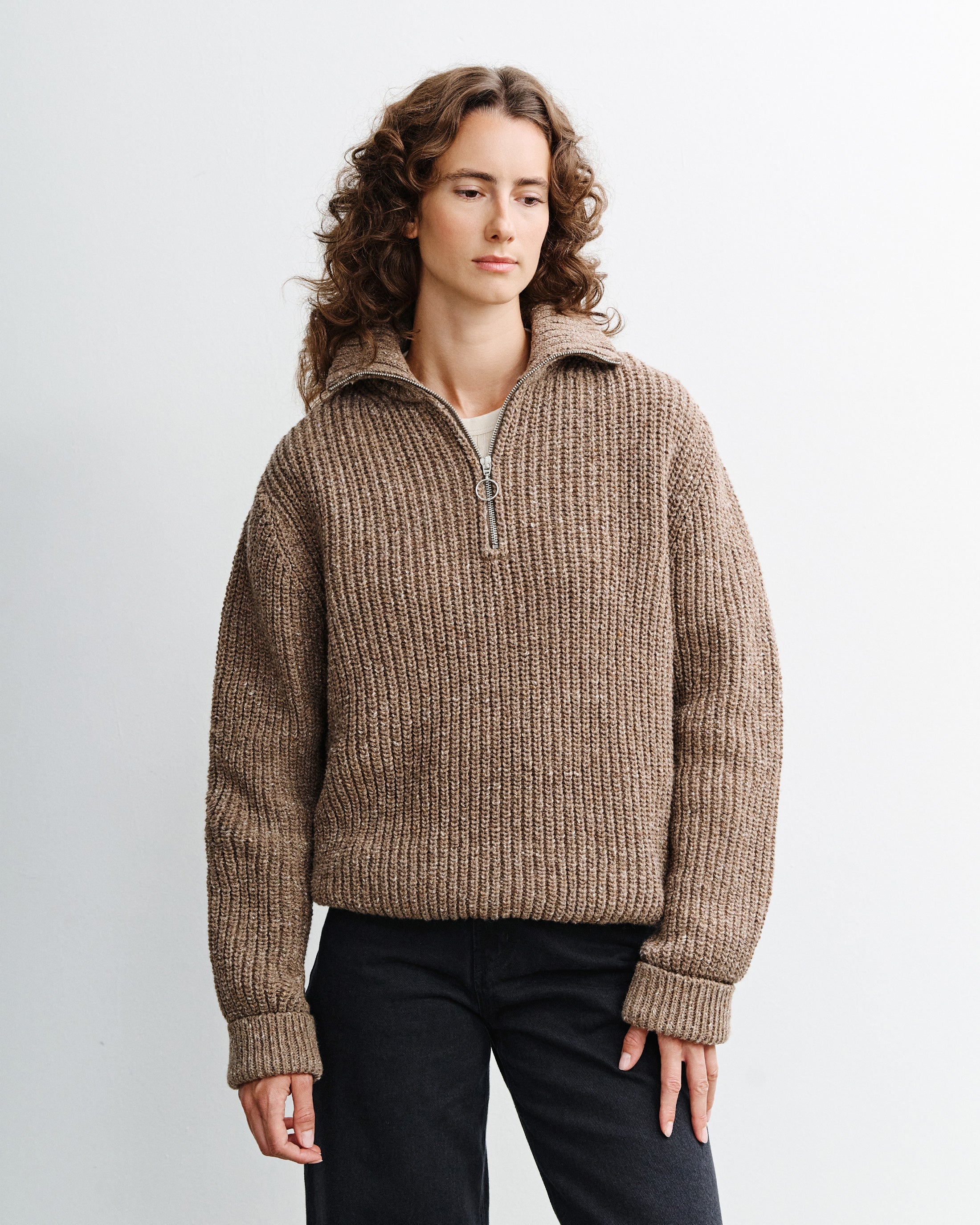Brauner Strickpullover Chunky aus Merinowolle von Rotholz