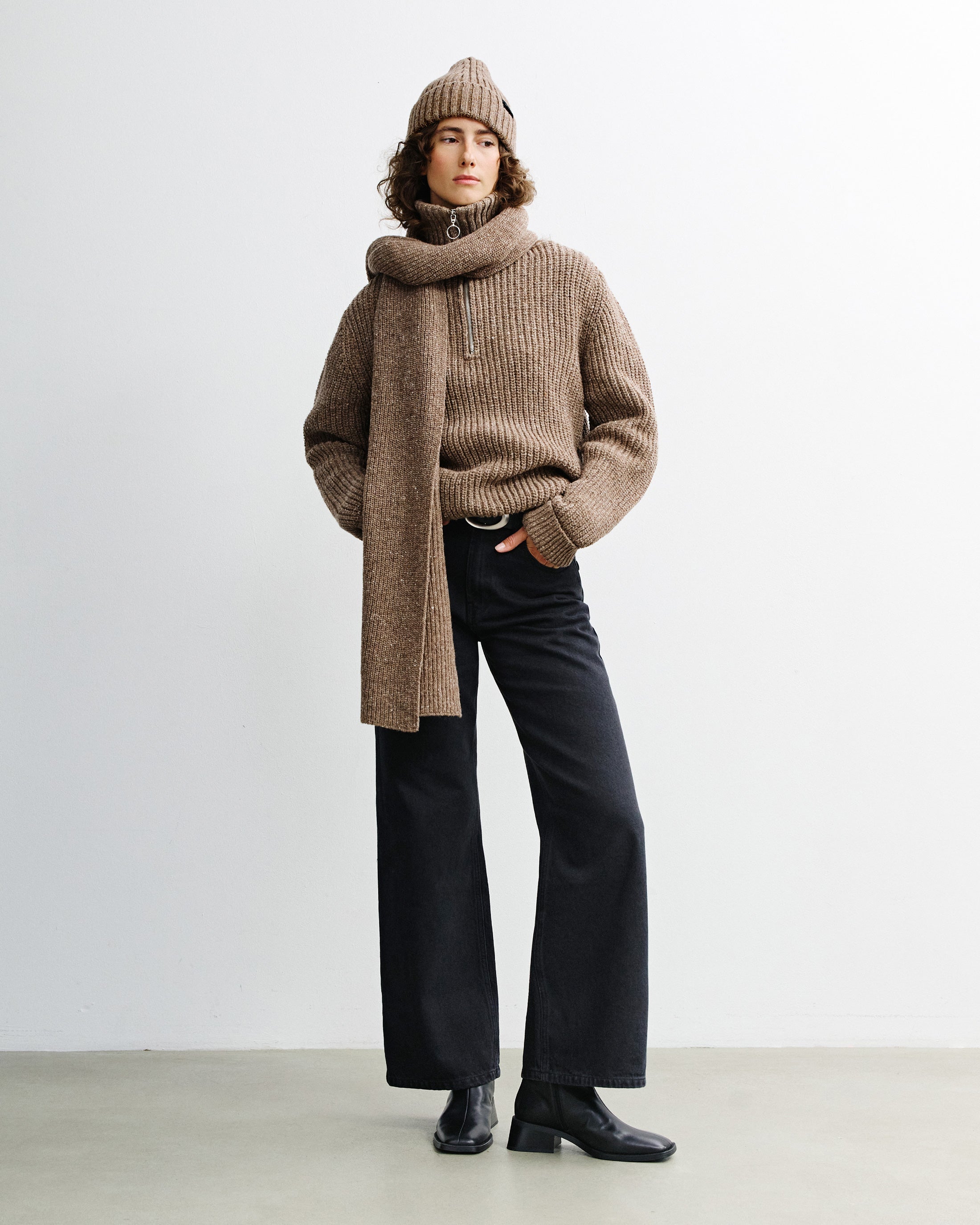Brauner Strickpullover Chunky aus Merinowolle von Rotholz
