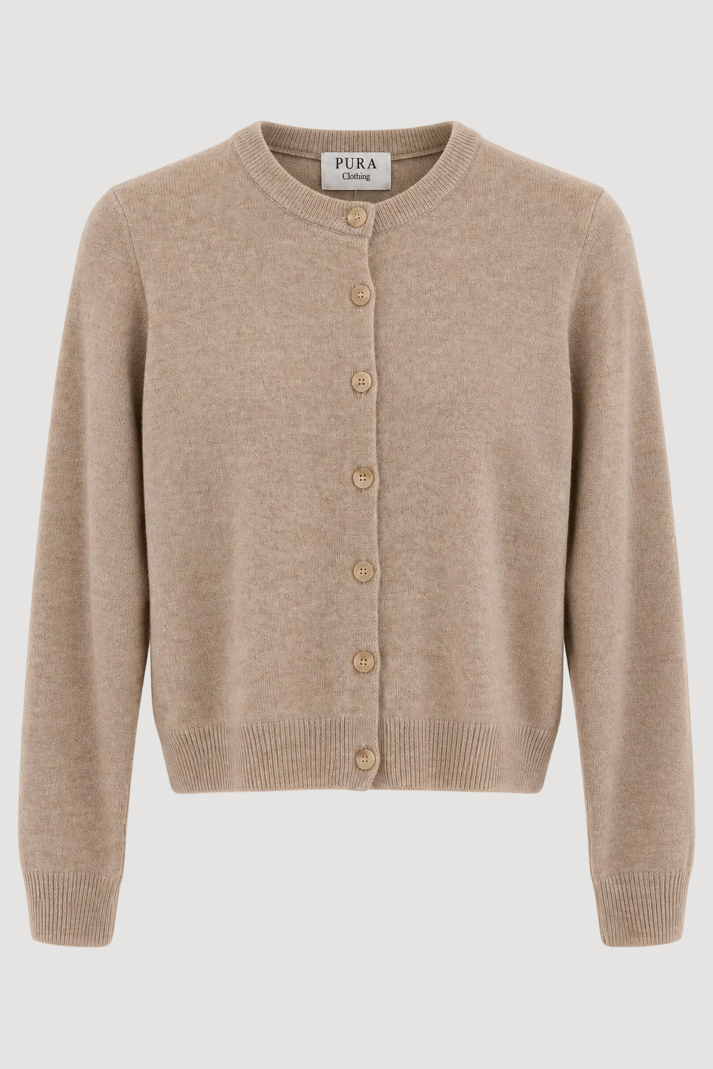 Beige Strickjacke aus 100% Merinowolle von Pura Clothing