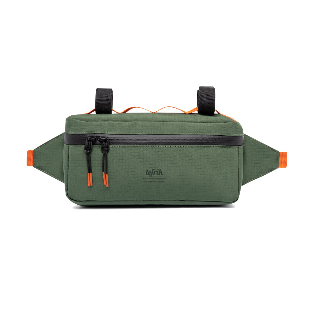 Green Vandra bike bag made from recycled PET from Lefrik