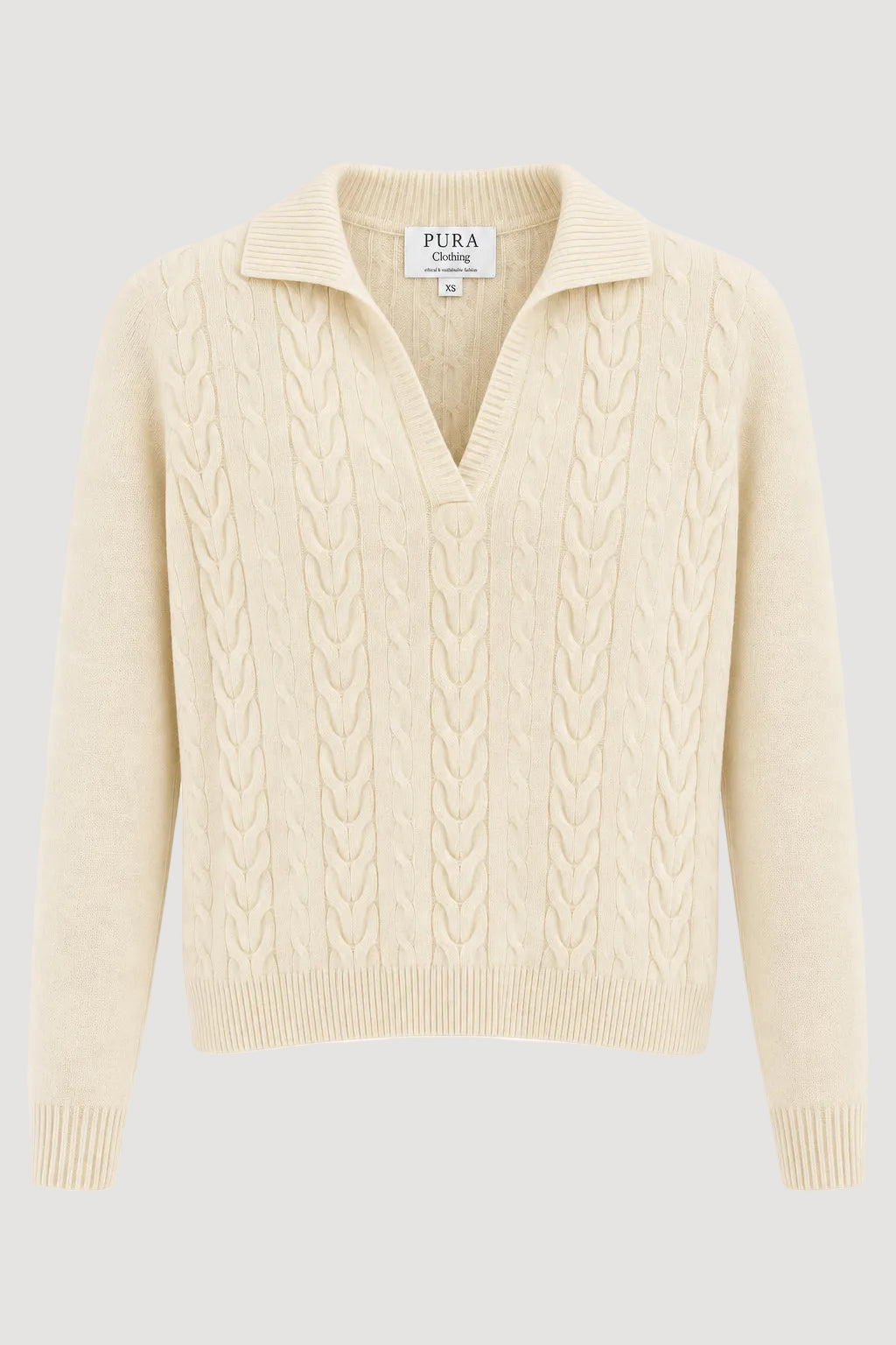 Weisser Strickpullover aus 100% Merinowolle von Pura Clothing
