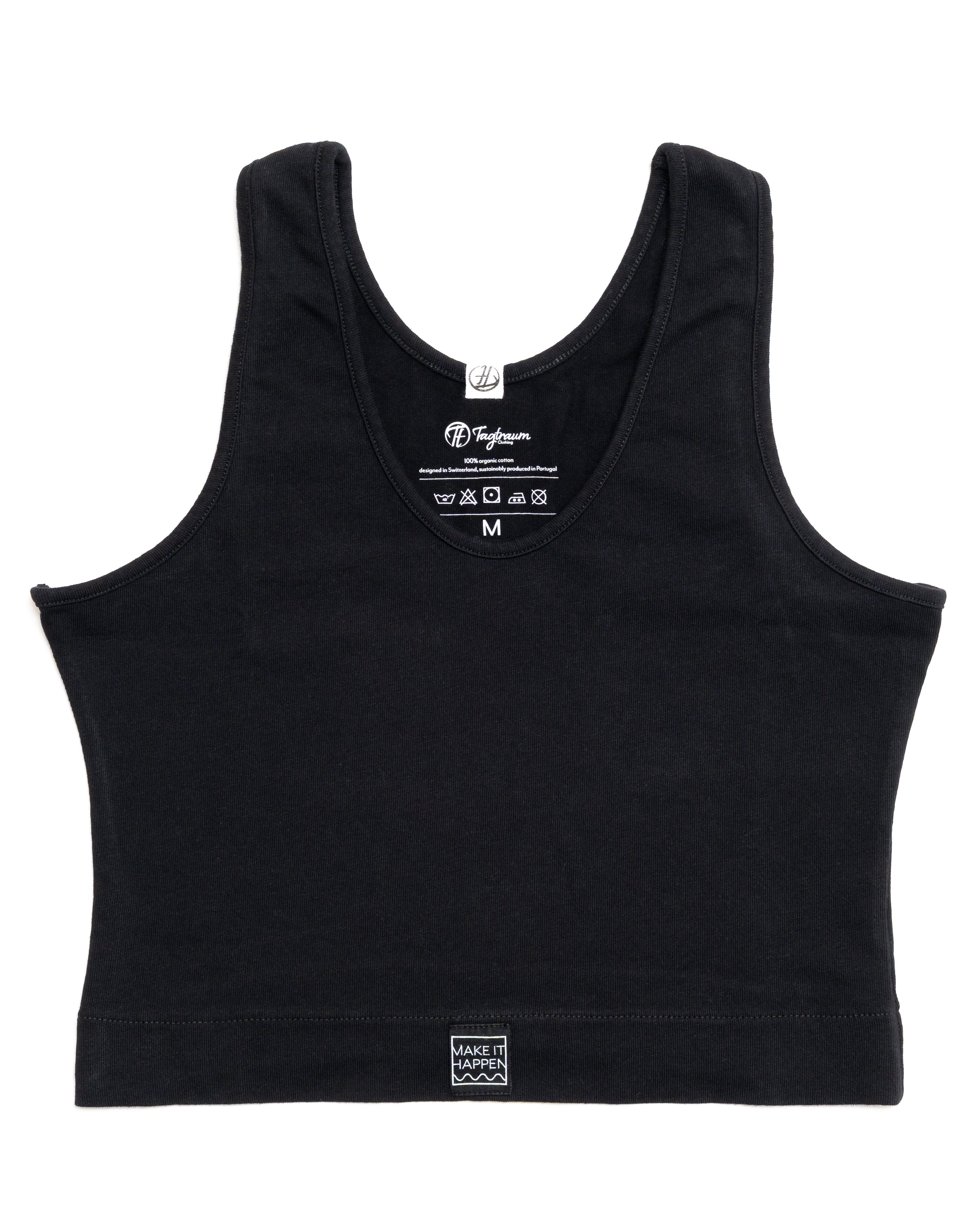 Schwarzes Crop Top Basic mit edlem Tagtraum Stick