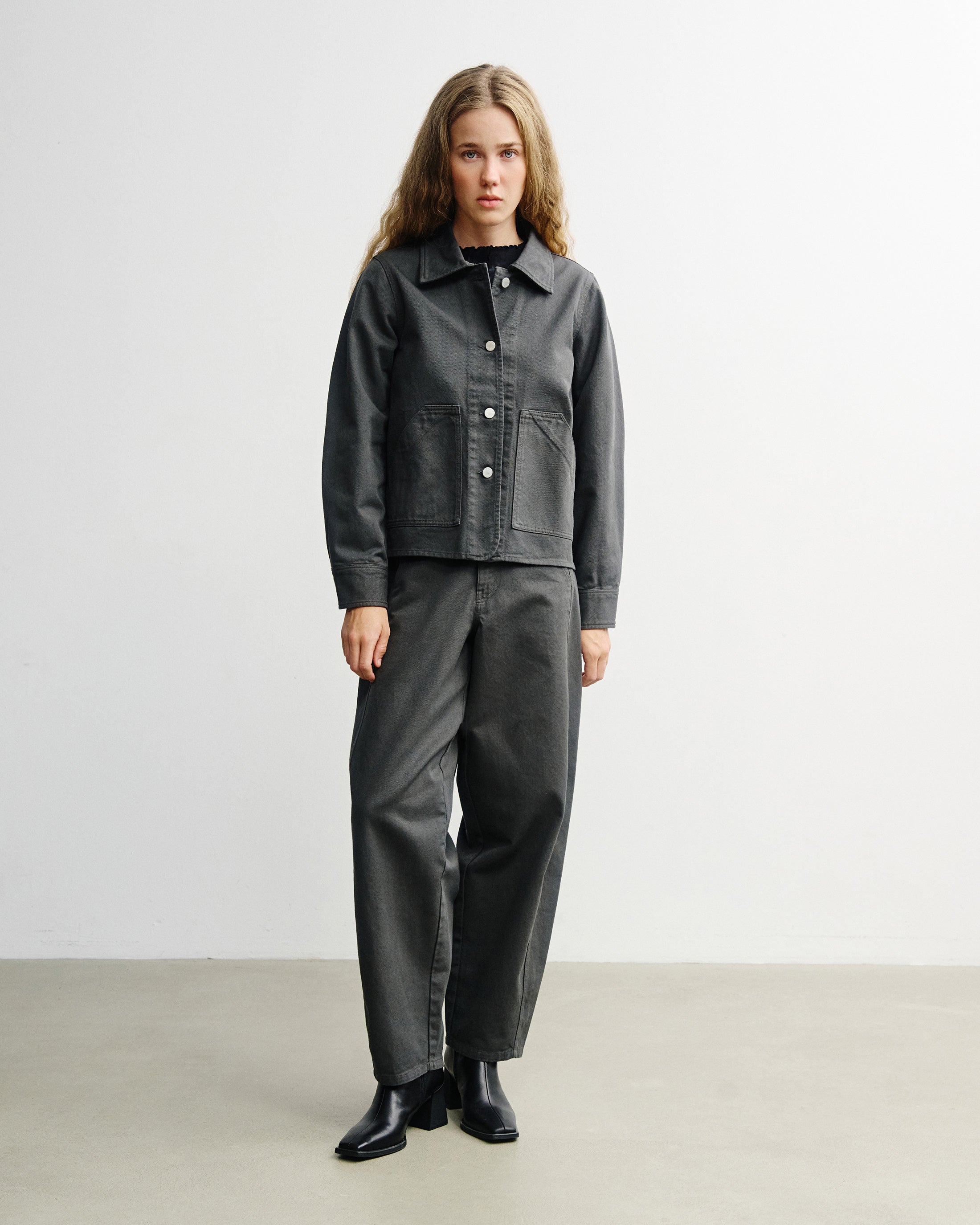 Graue Jacke Kurz aus 100% Bio-Baumwolle von Rotholz