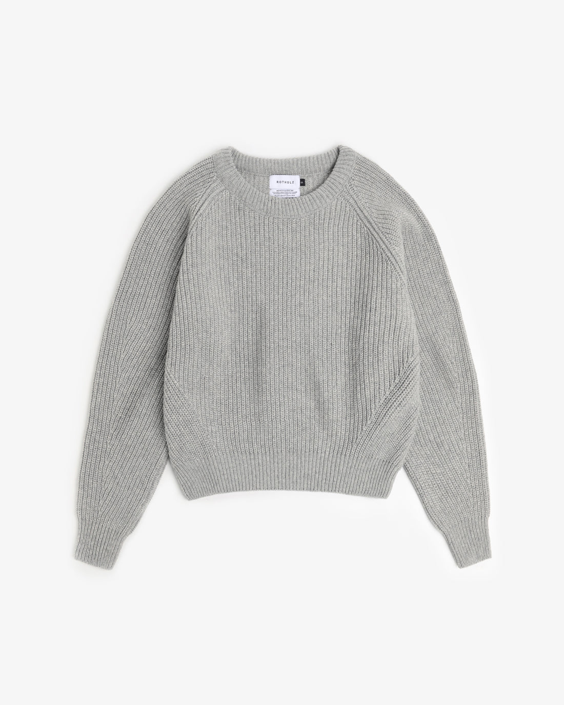 Hellgrauer Kurzer Strickpullover aus Recycelter Wolle von Rotholz