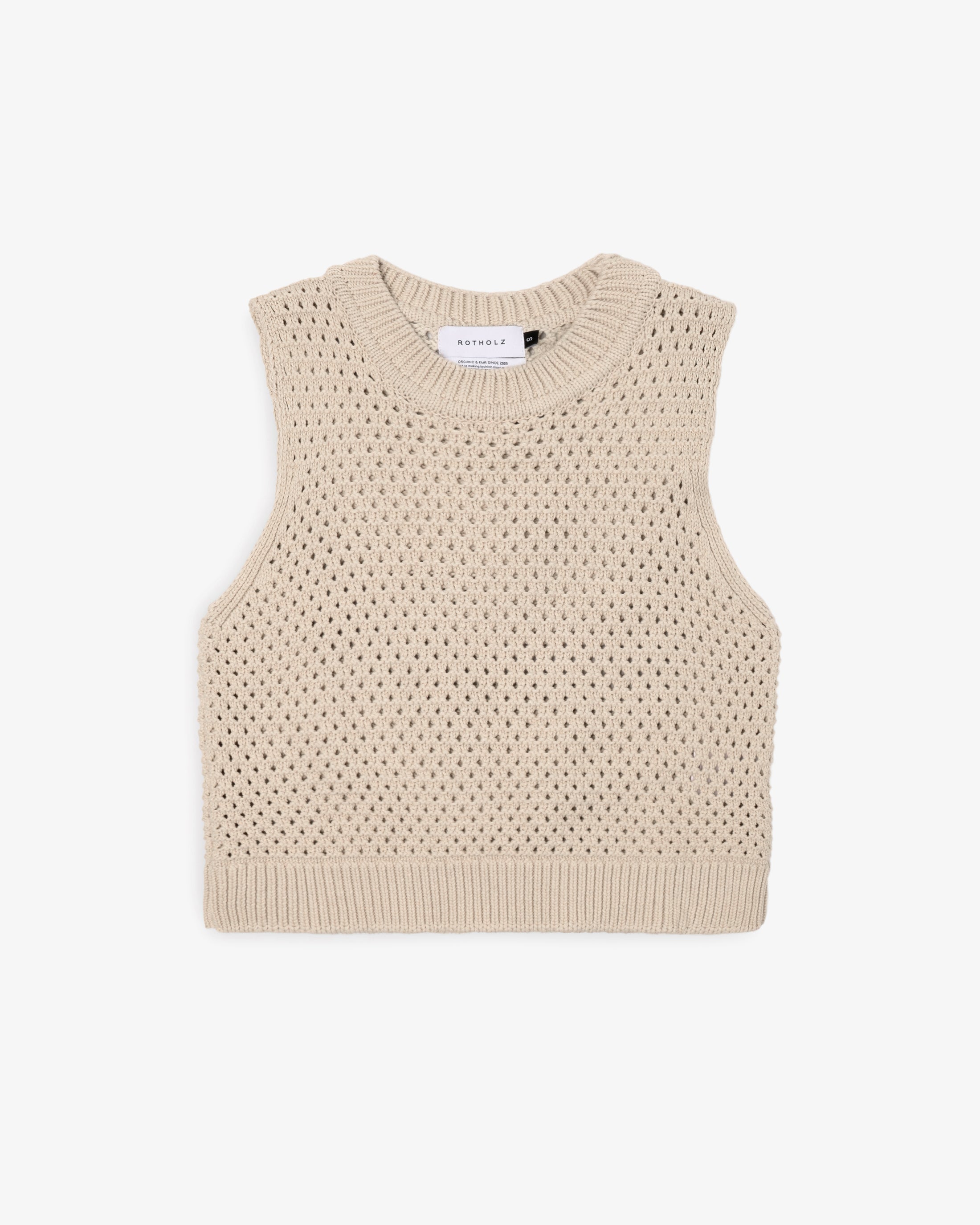 Gilet tricoté beige en 100 % coton biologique de Rotholz