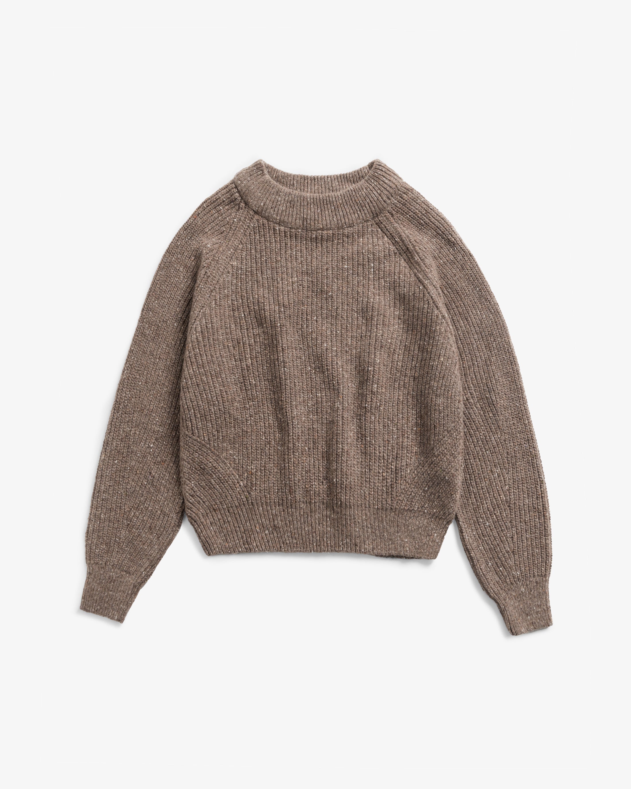 Brauner Kurzer Strickpullover aus Merinowolle von Rotholz