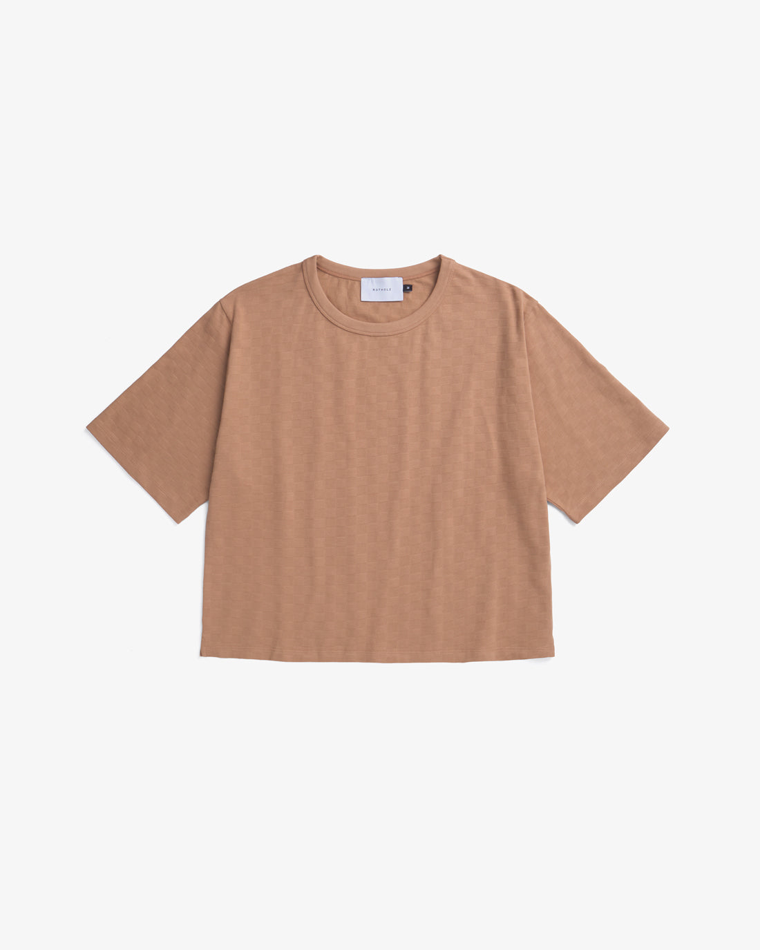 Caramel-colored T-shirt made of 100% organic cotton by Rotholz