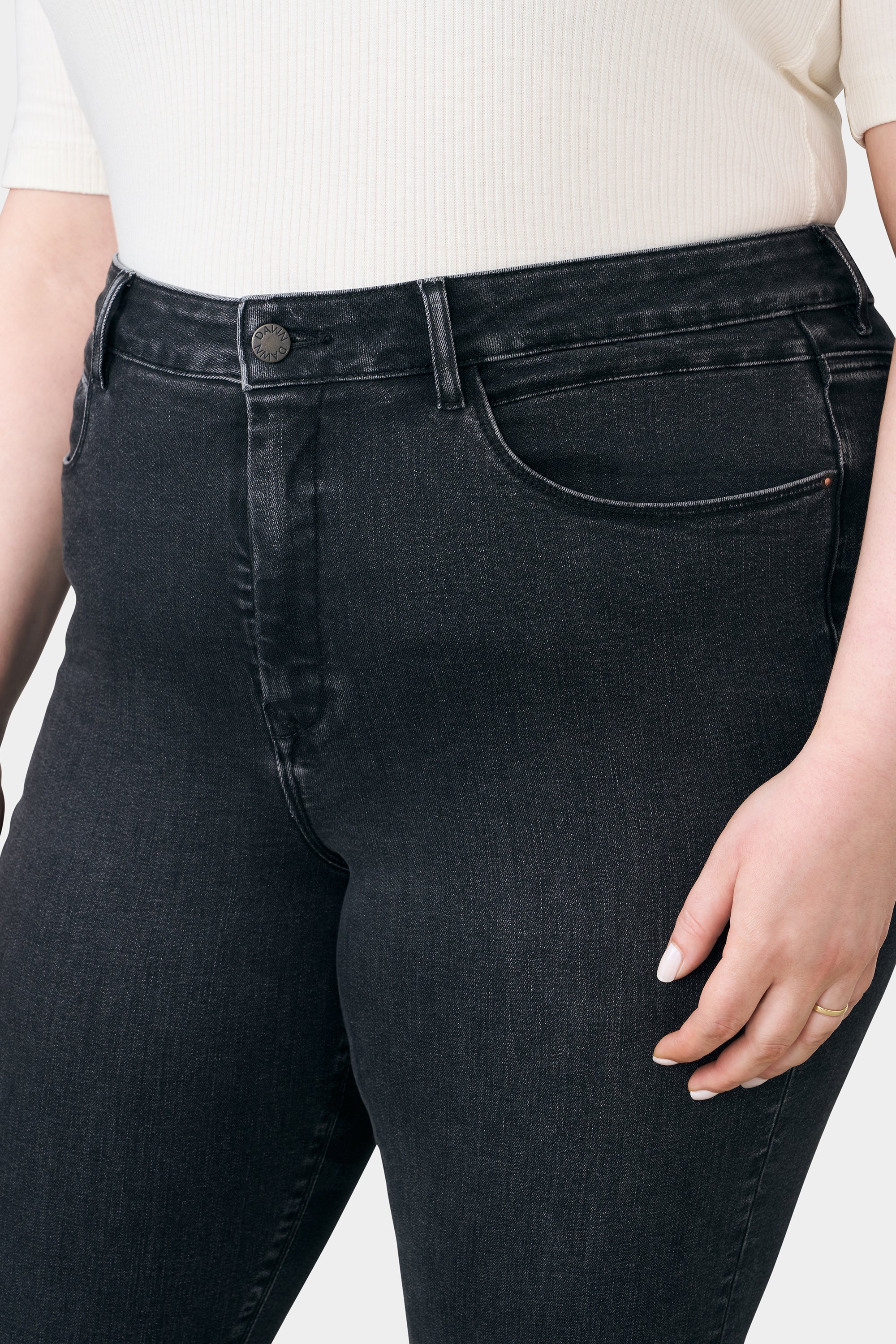 Black SUN UP Skinny Curvy jeans made from organic cotton by Dawn Denim
