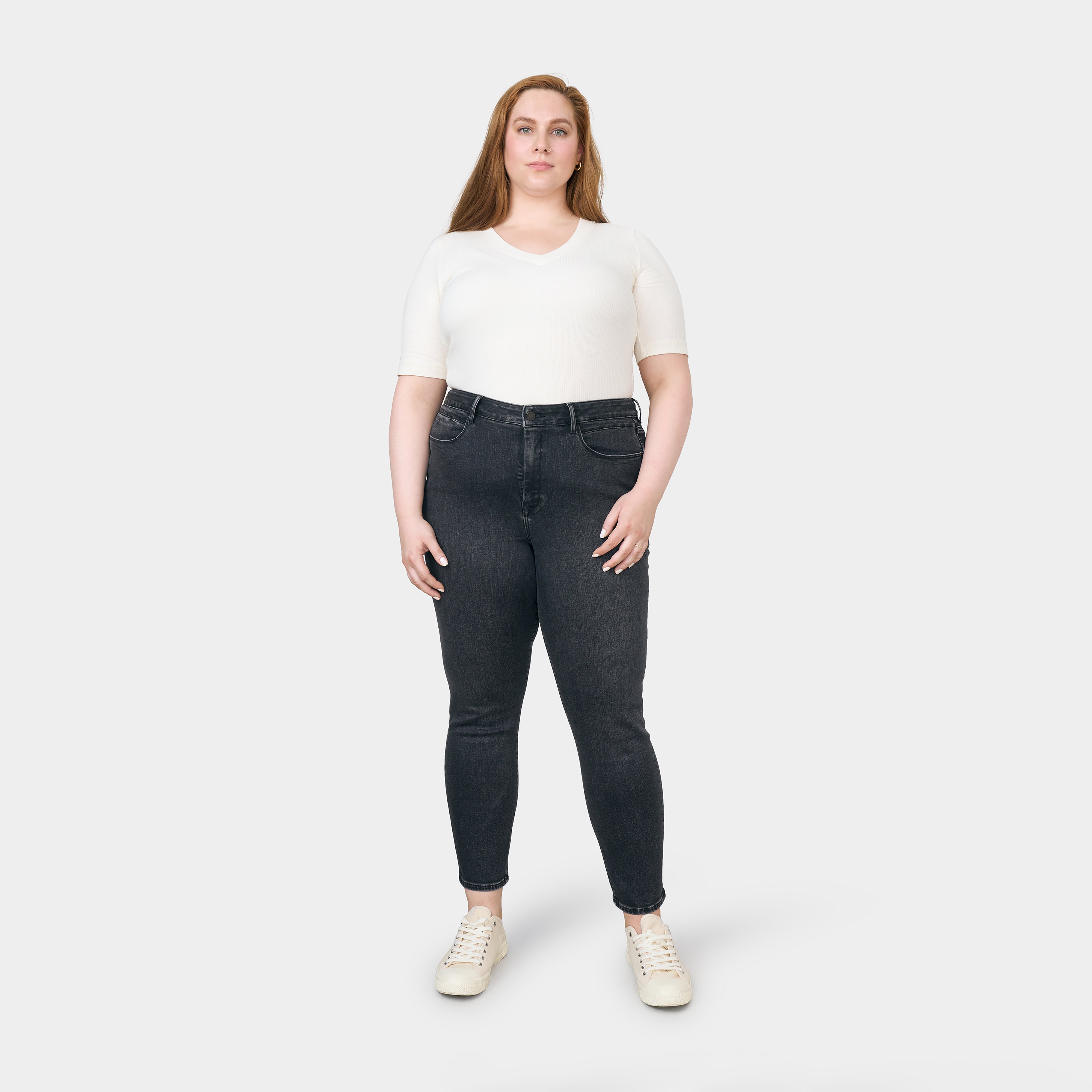 Black SUN UP Skinny Curvy jeans made from organic cotton by Dawn Denim