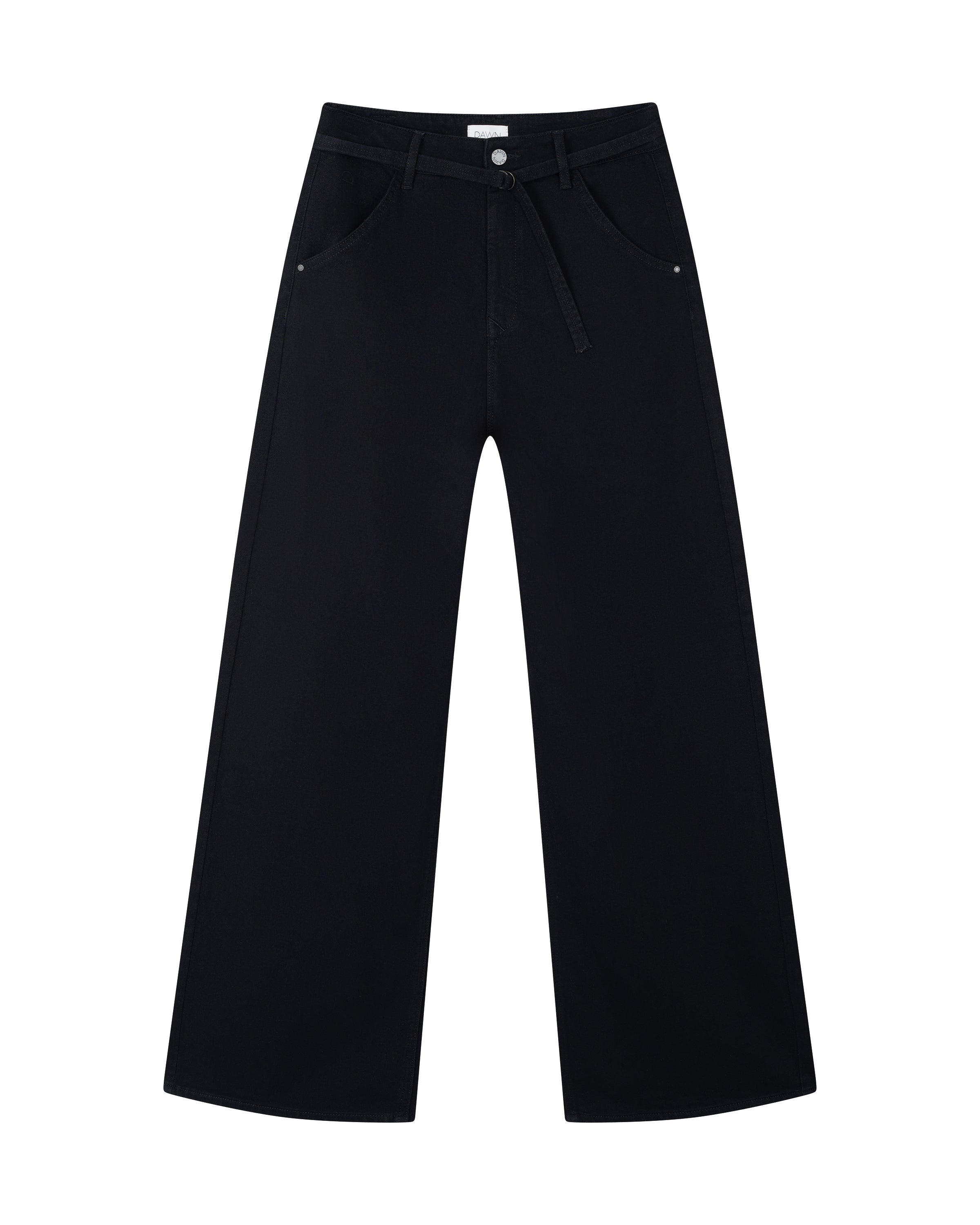 Schwarze weit geschnitte Jeans Blink Barrel aus Bio-Baumwolle von Dawn Denim