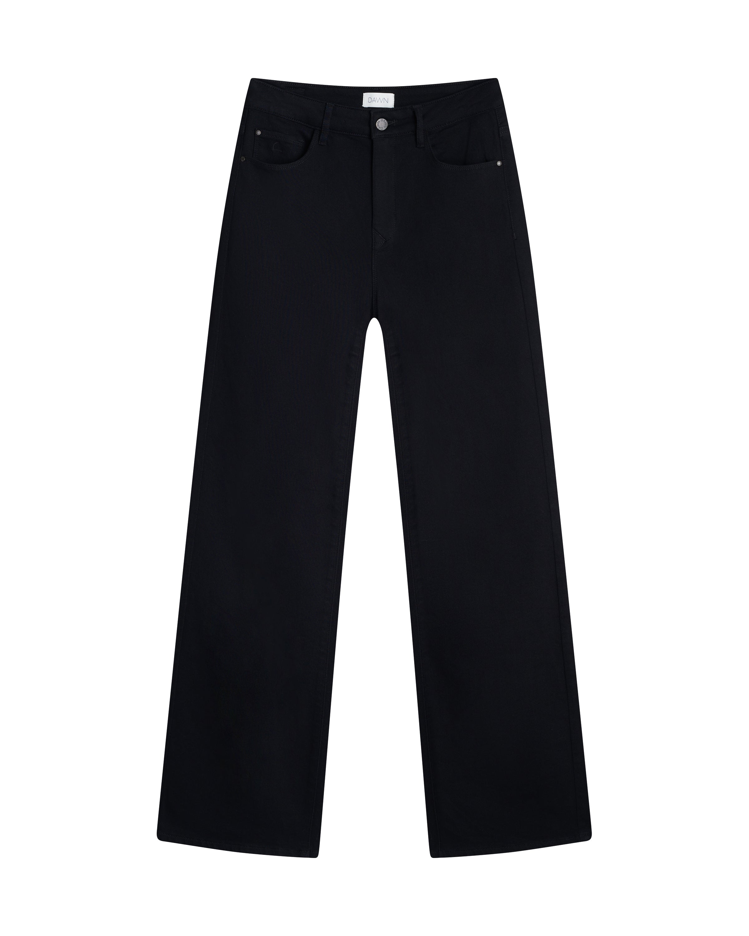 Schwarze Soft-Jeans DEW Flared Fit aus Bio-Baumwolle von Dawn Denim