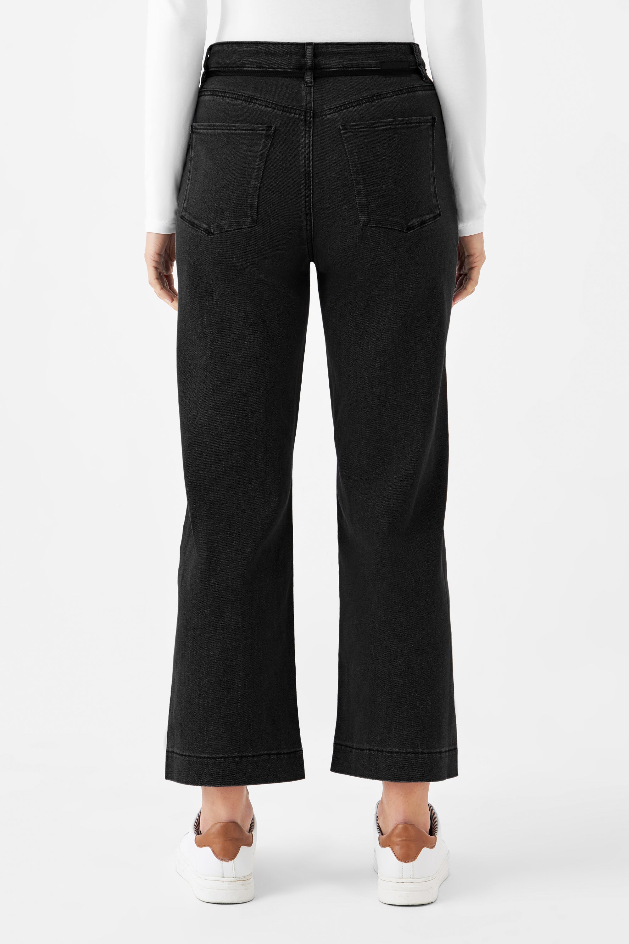 Schwarze Jeans DEW Flared Cropped French Pocket aus Bio-Baumwolle von Dawn Denim