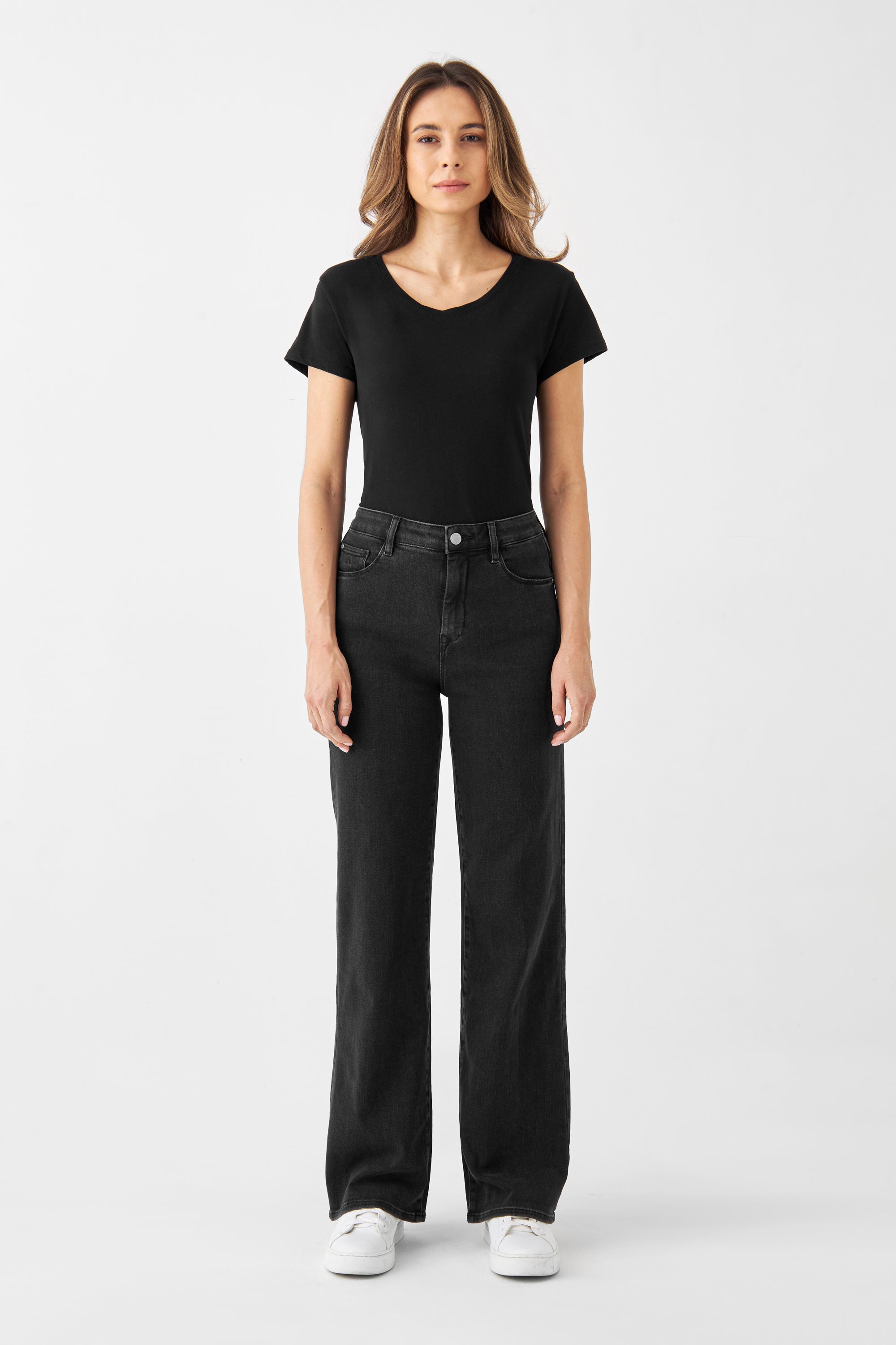 Black DEW Flared Classic jeans made from organic cotton by Dawn Denim