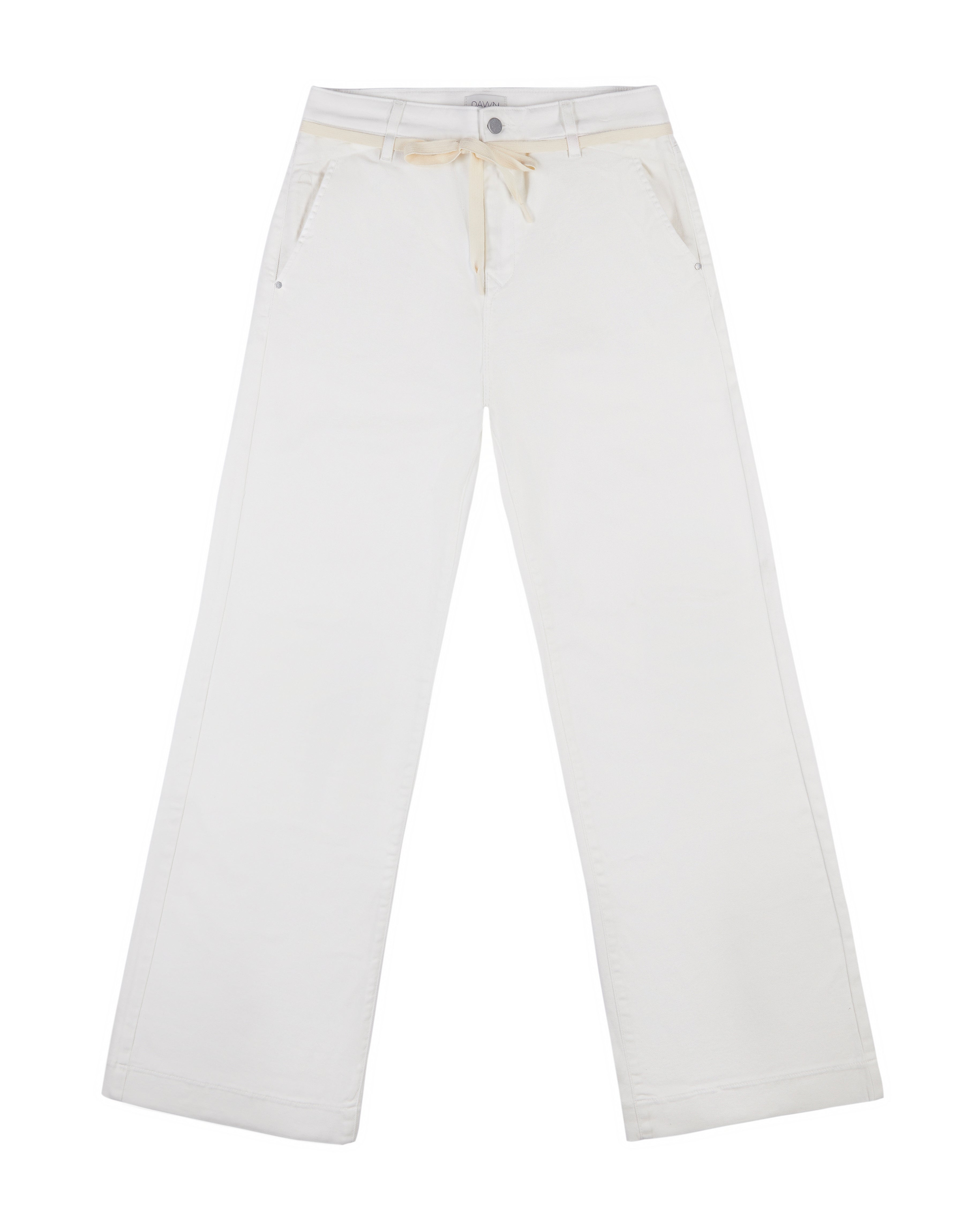 White DEW Flared French Pocket jeans made from organic cotton by Dawn Denim