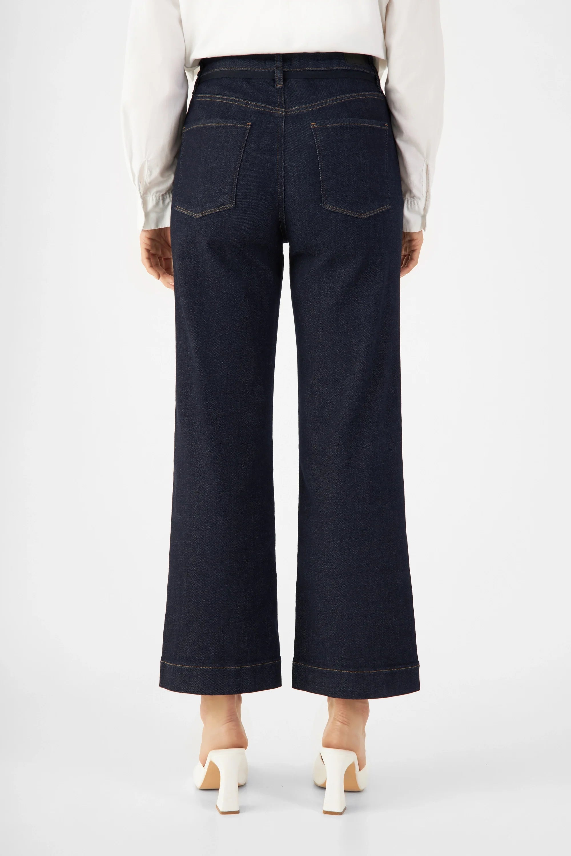 Dunkelblaue Jeans DEW Flared Cropped aus Bio-Baumwolle von Dawn Denim