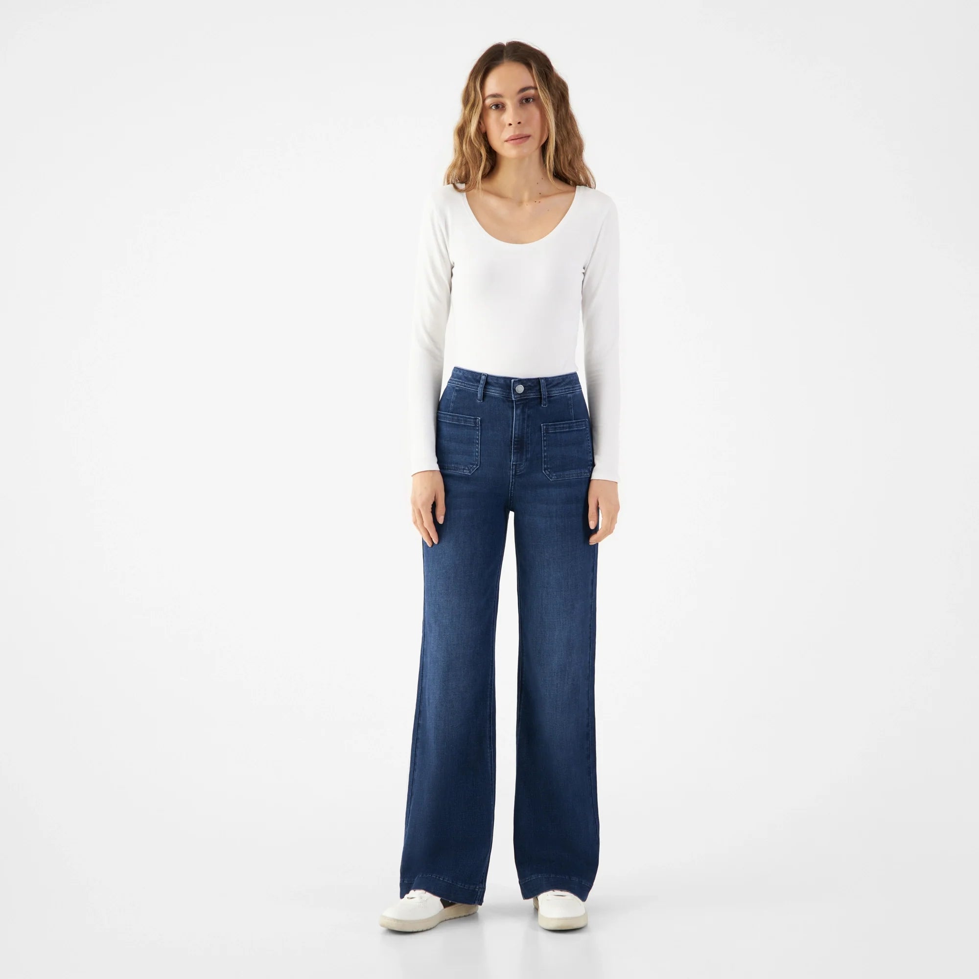 Dunkelblaue High Waist Jeans DEW Sailor aus Bio-Baumwolle von Dawn Denim