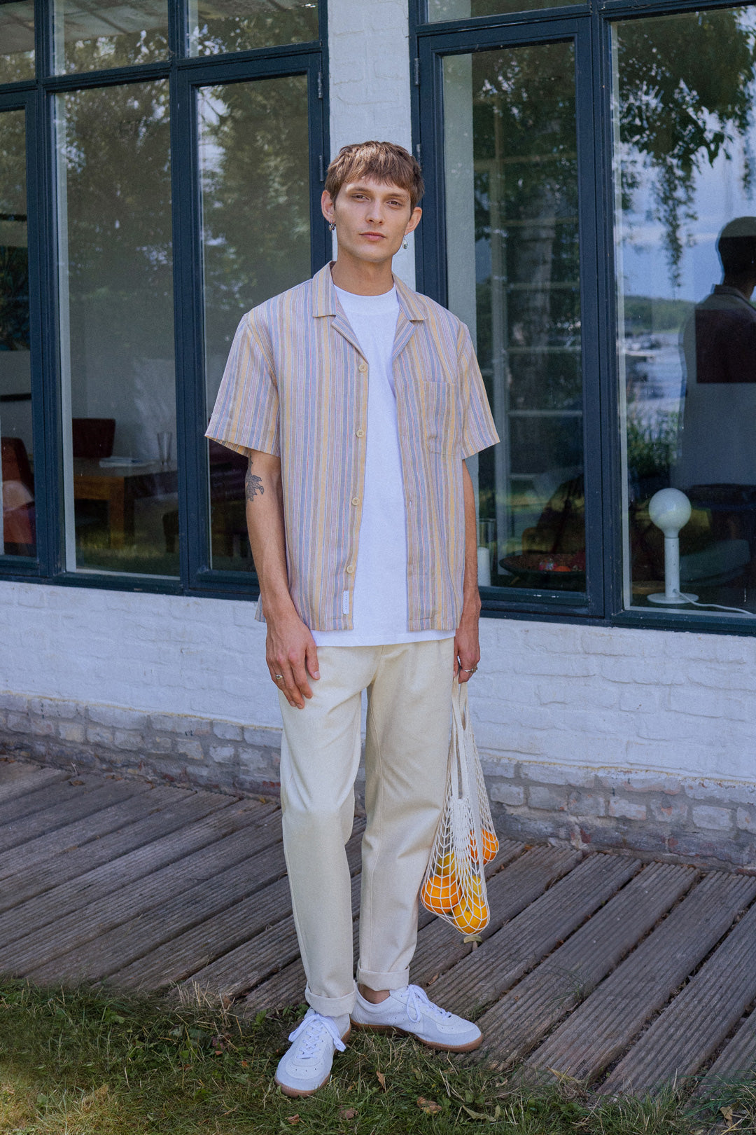 Striped Bowling Shirt made from organic cotton &amp; linen by Rotholz