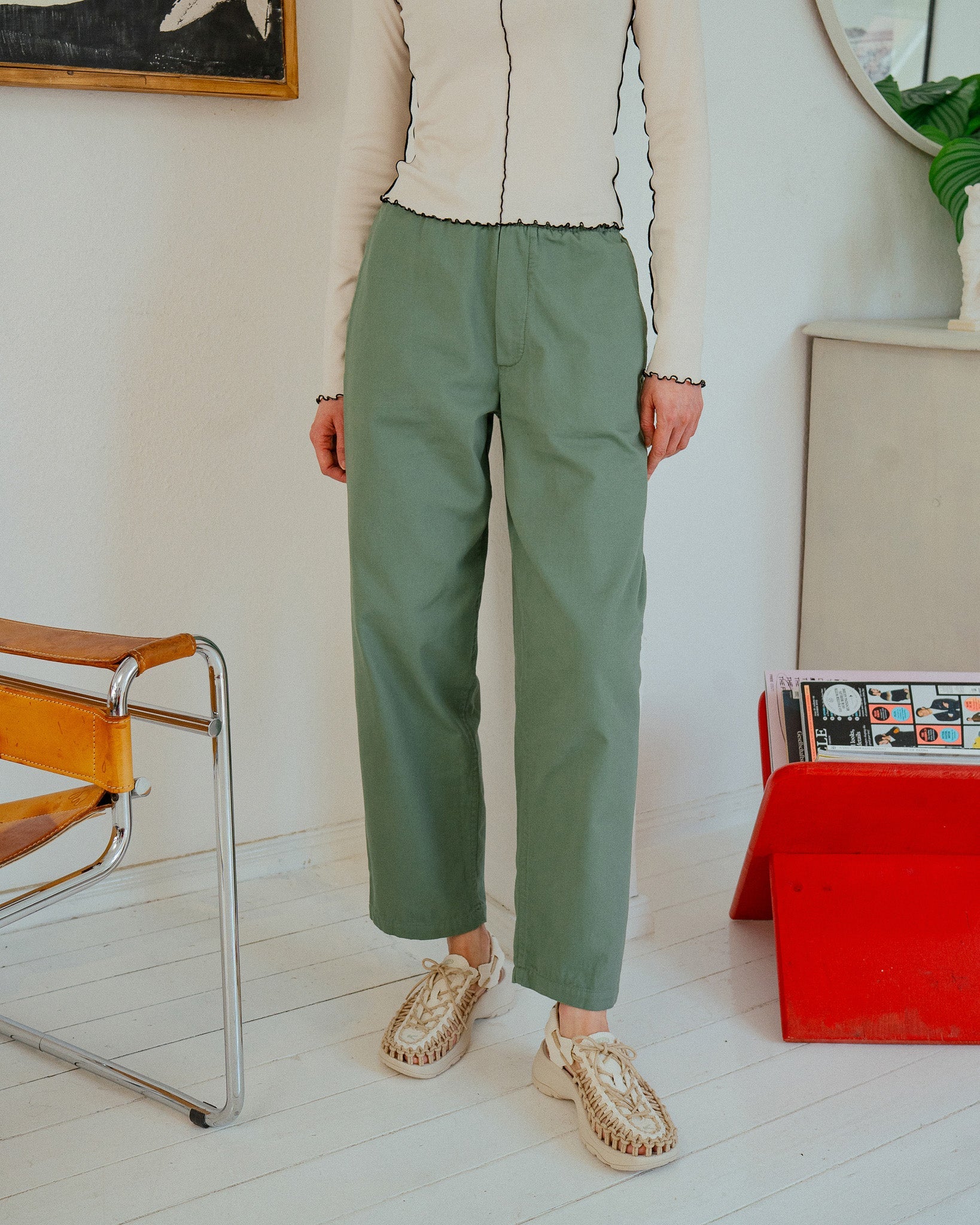 Rotholz organic cotton green trousers