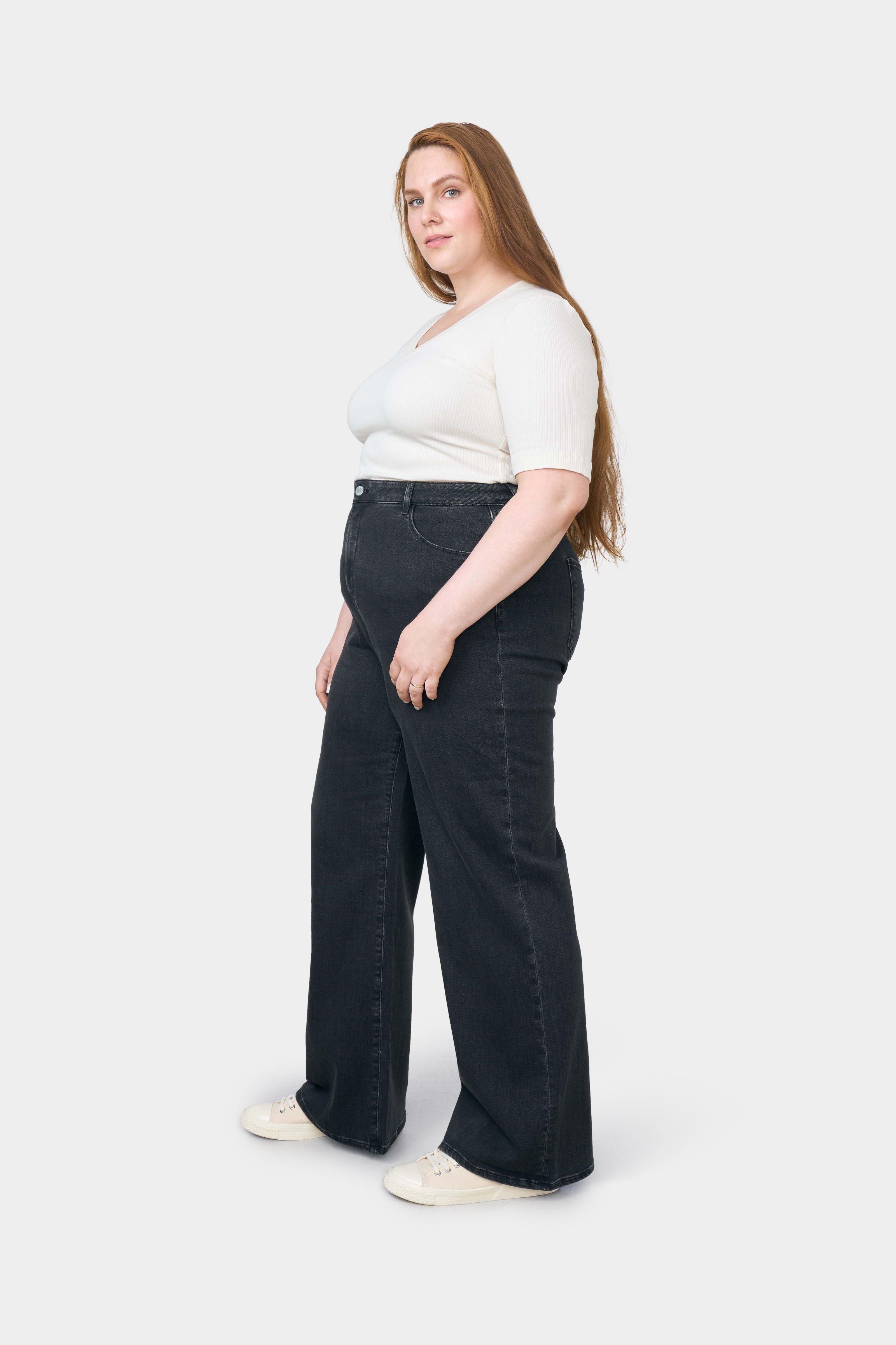 Black DEW Flared Classic Curvy jeans made from organic cotton by Dawn Denim