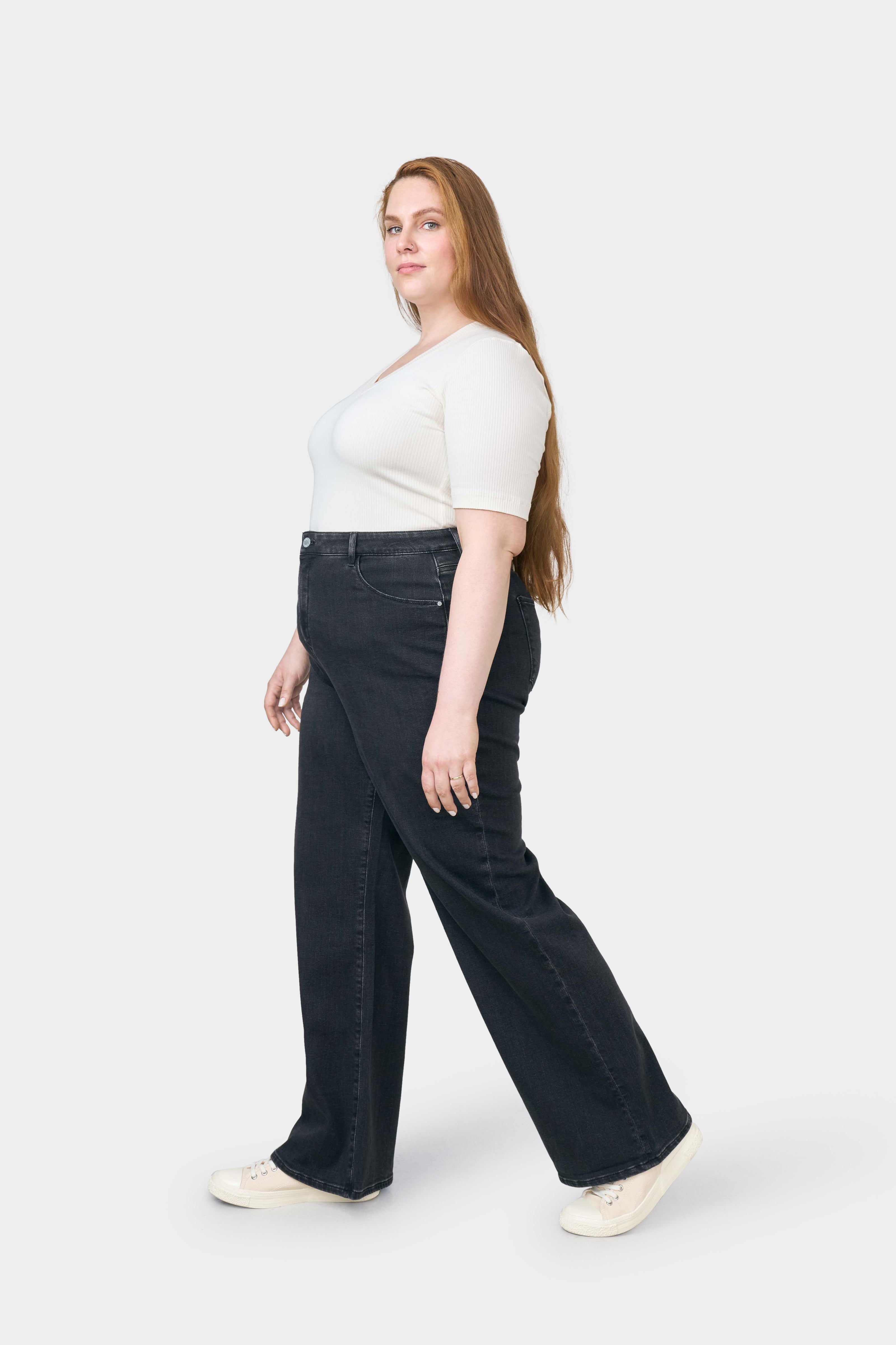 Black DEW Flared Classic Curvy jeans made from organic cotton by Dawn Denim