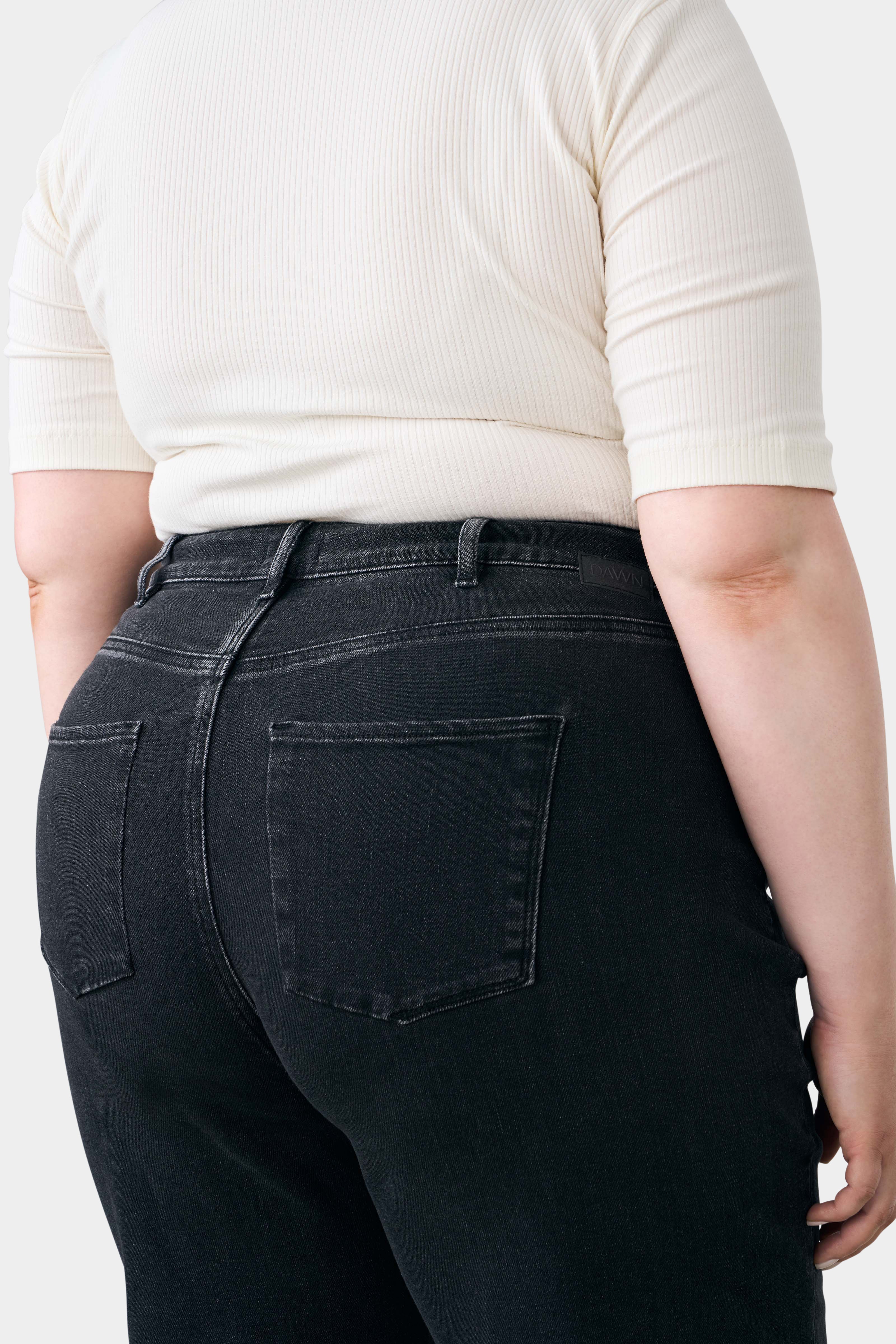 Black DEW Flared Classic Curvy jeans made from organic cotton by Dawn Denim
