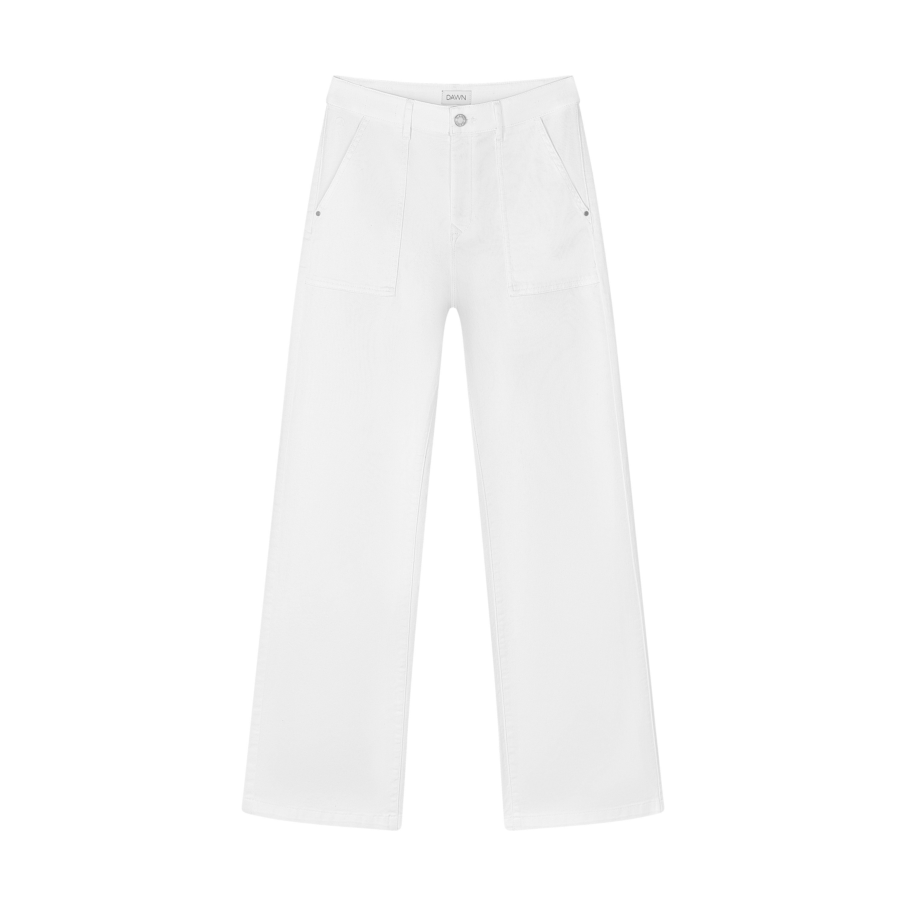 White DEW Flared jeans made from organic cotton by Dawn Denim