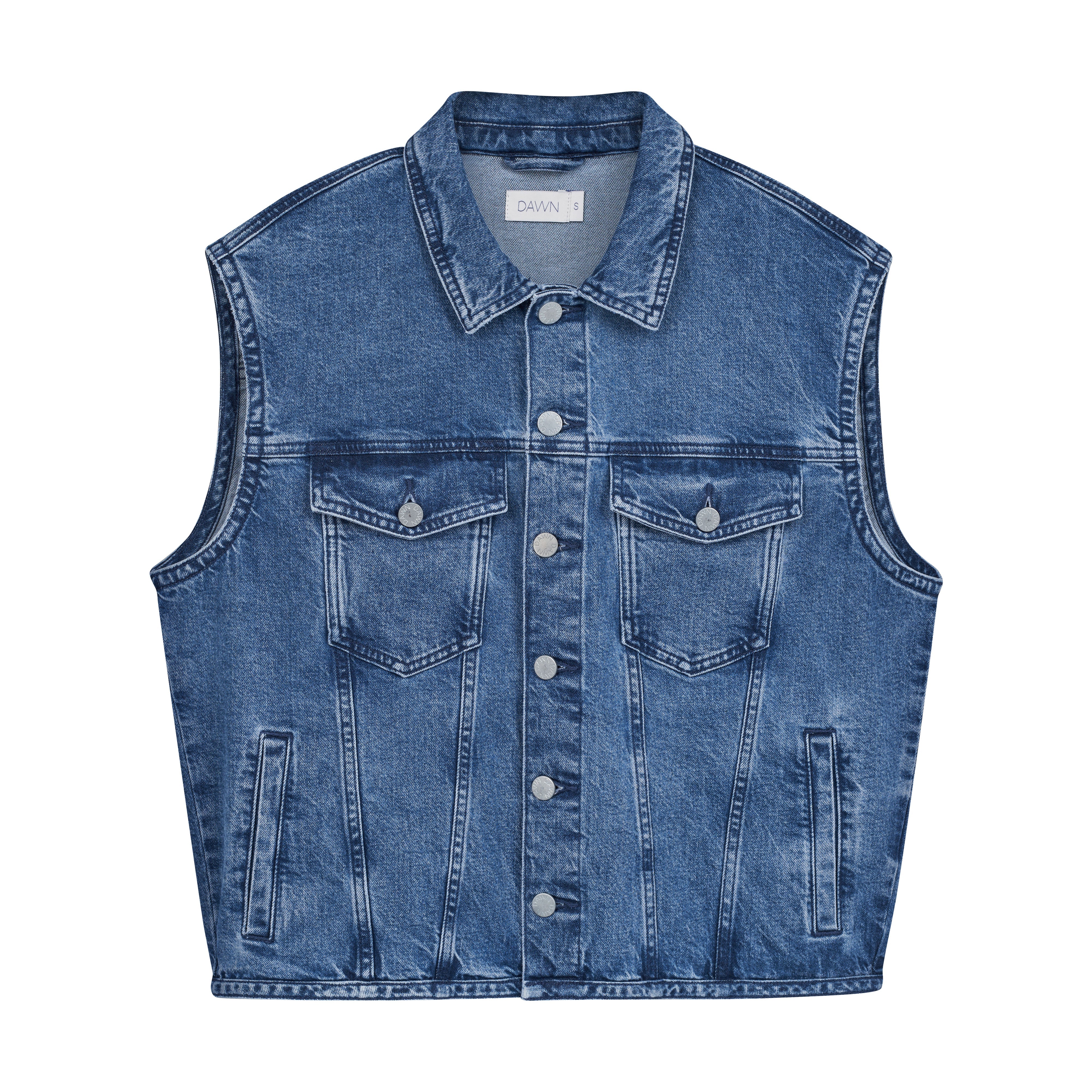 Blue denim vest LUNAR made of organic cotton by Dawn Denim