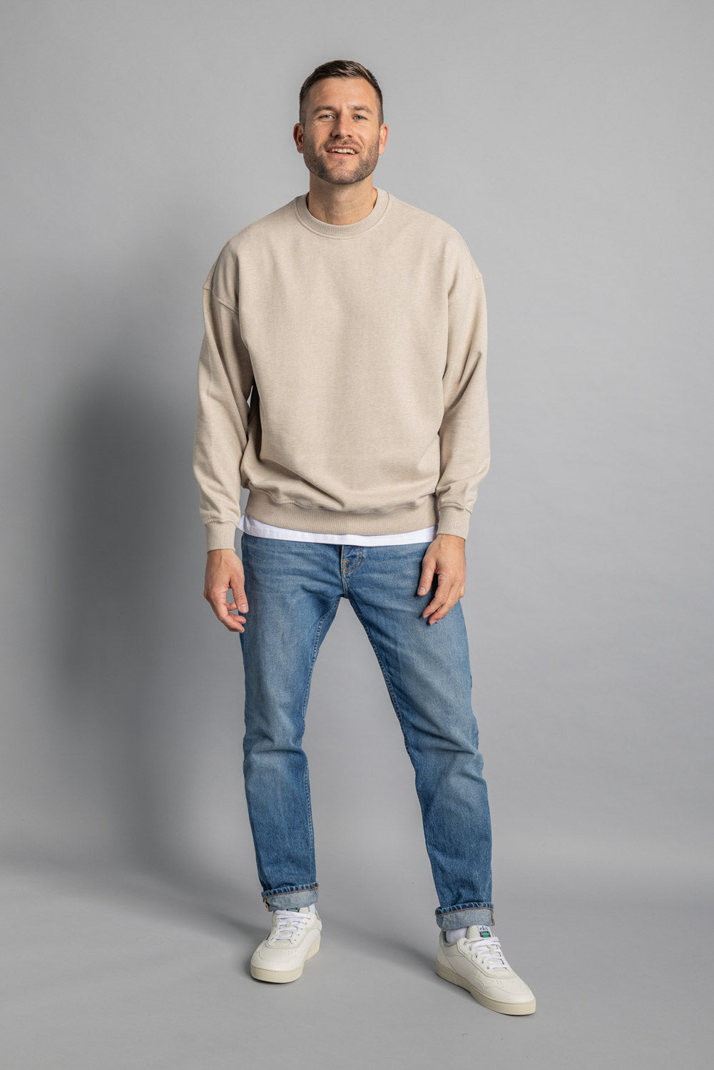 Beige oversized sweater made from 100% organic cotton by Dirts