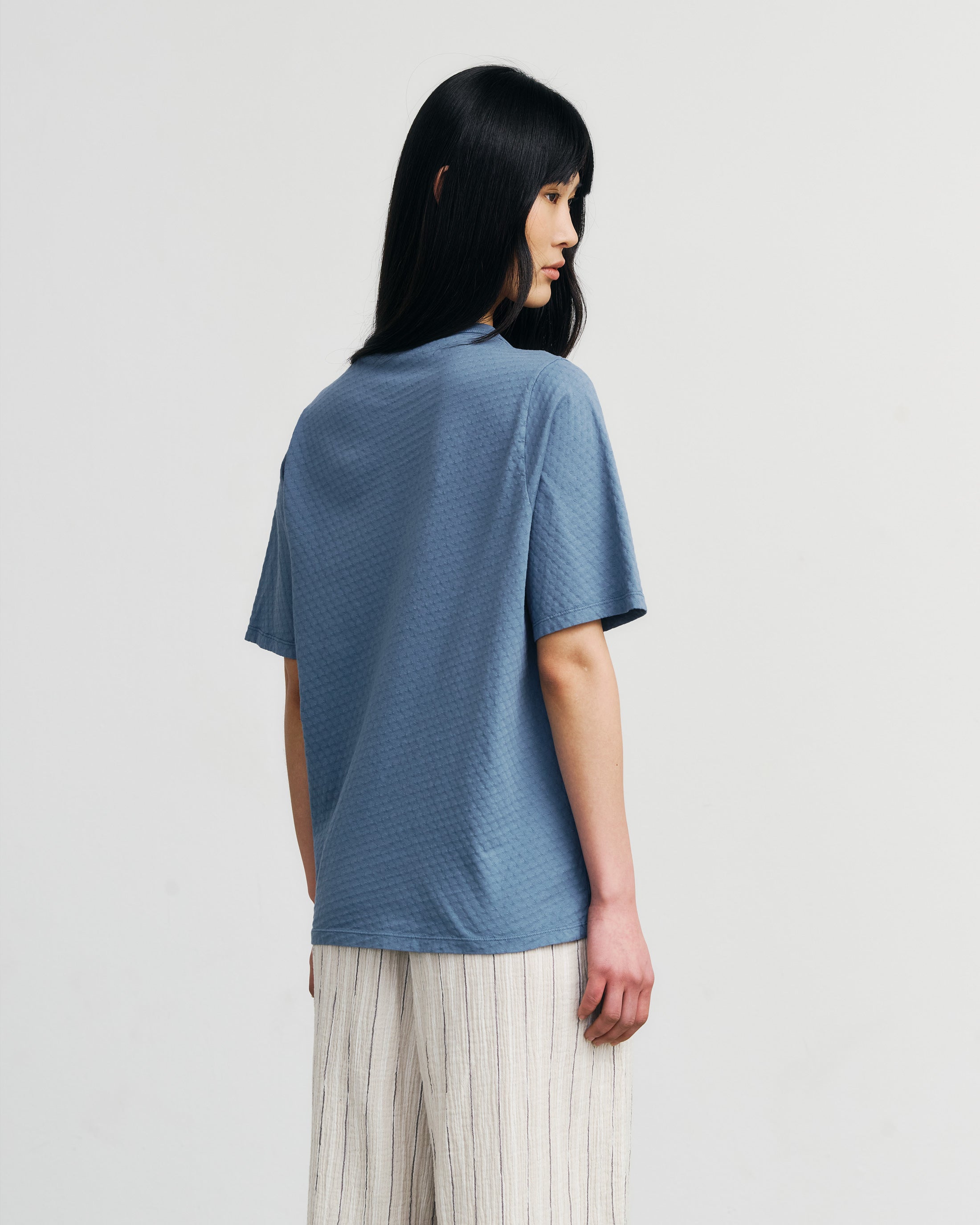 T-shirt bleu en coton biologique Rotholz