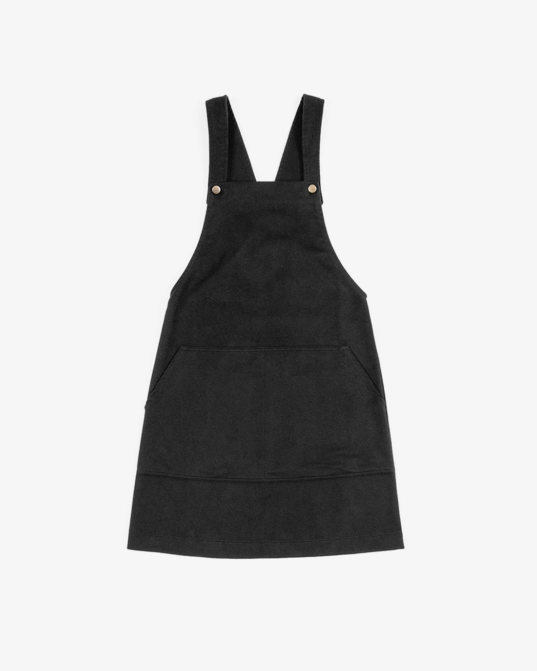 Black moleskin dungaree dress made from 100% organic cotton from Rotholz