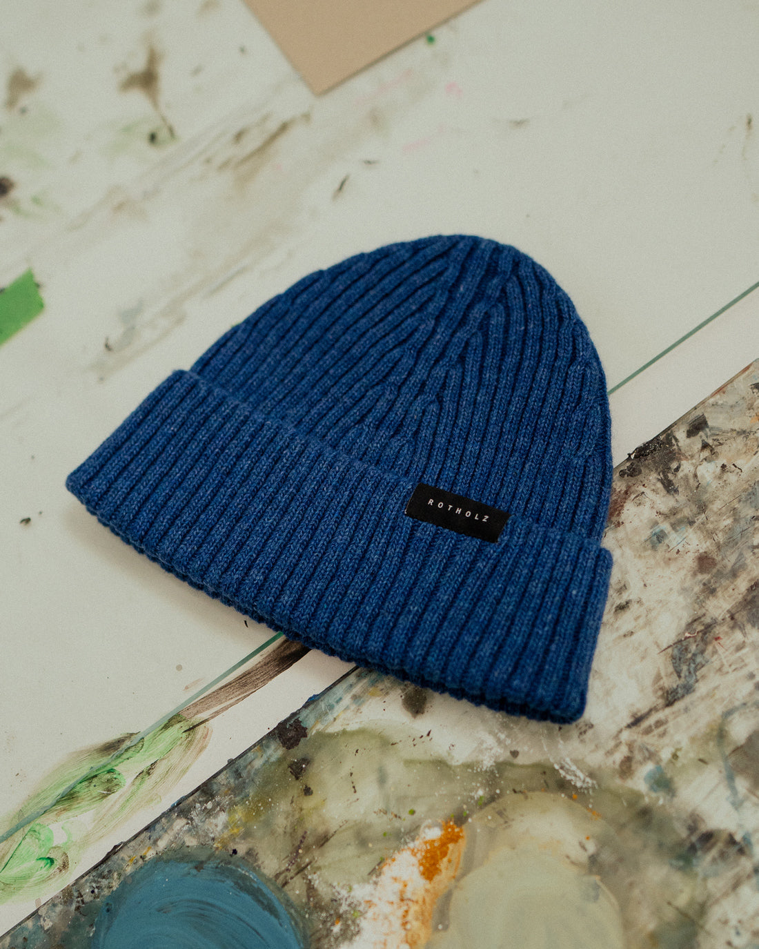 Blue classic wool mix ribbed hat by Rotholz