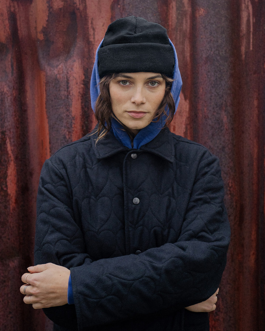 Flanell Steppjacke aus Bio Baumwolle in Schwarz von Rotholz