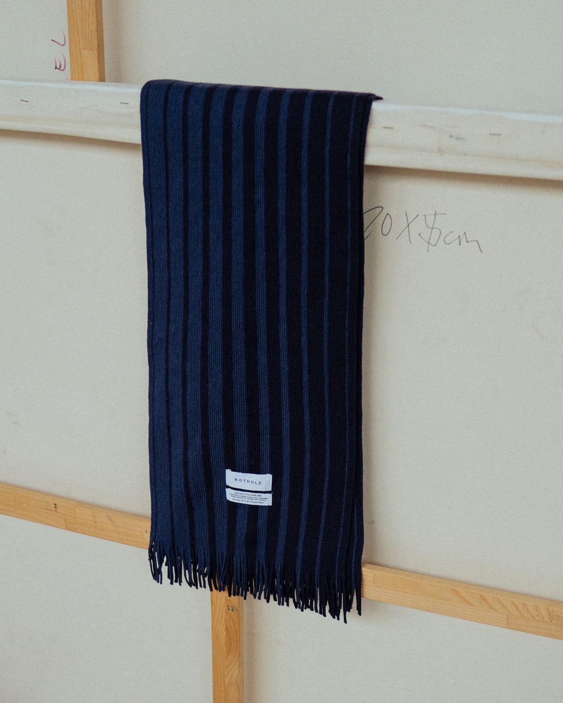 Knitted Scarf Merino Wool - Blue Striped made from Mulesing-free Merino Wool by Rotholz