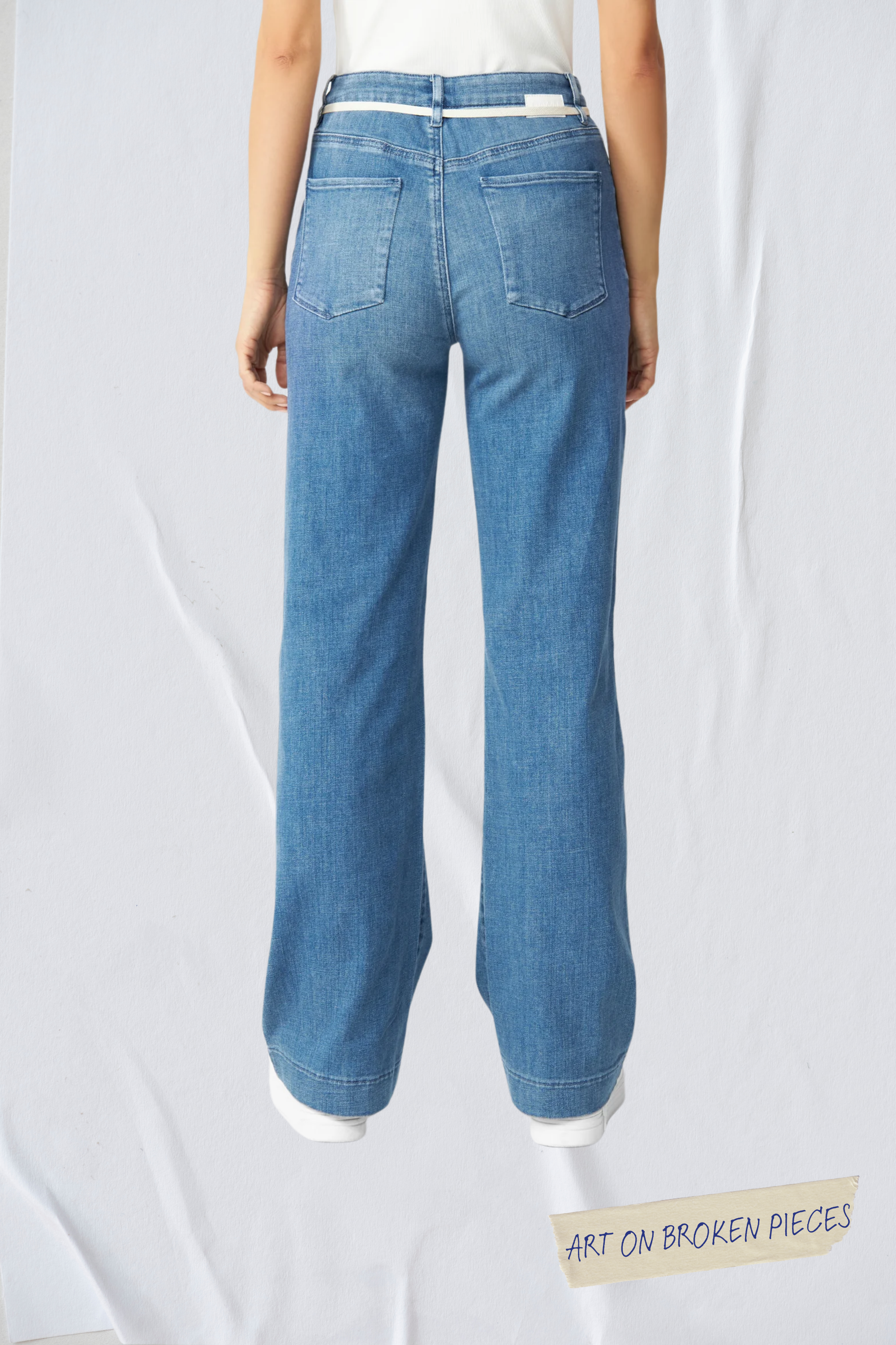 Blue jeans DEW Flared Art on Broken Pieces made of organic cotton by Dawn Denim 