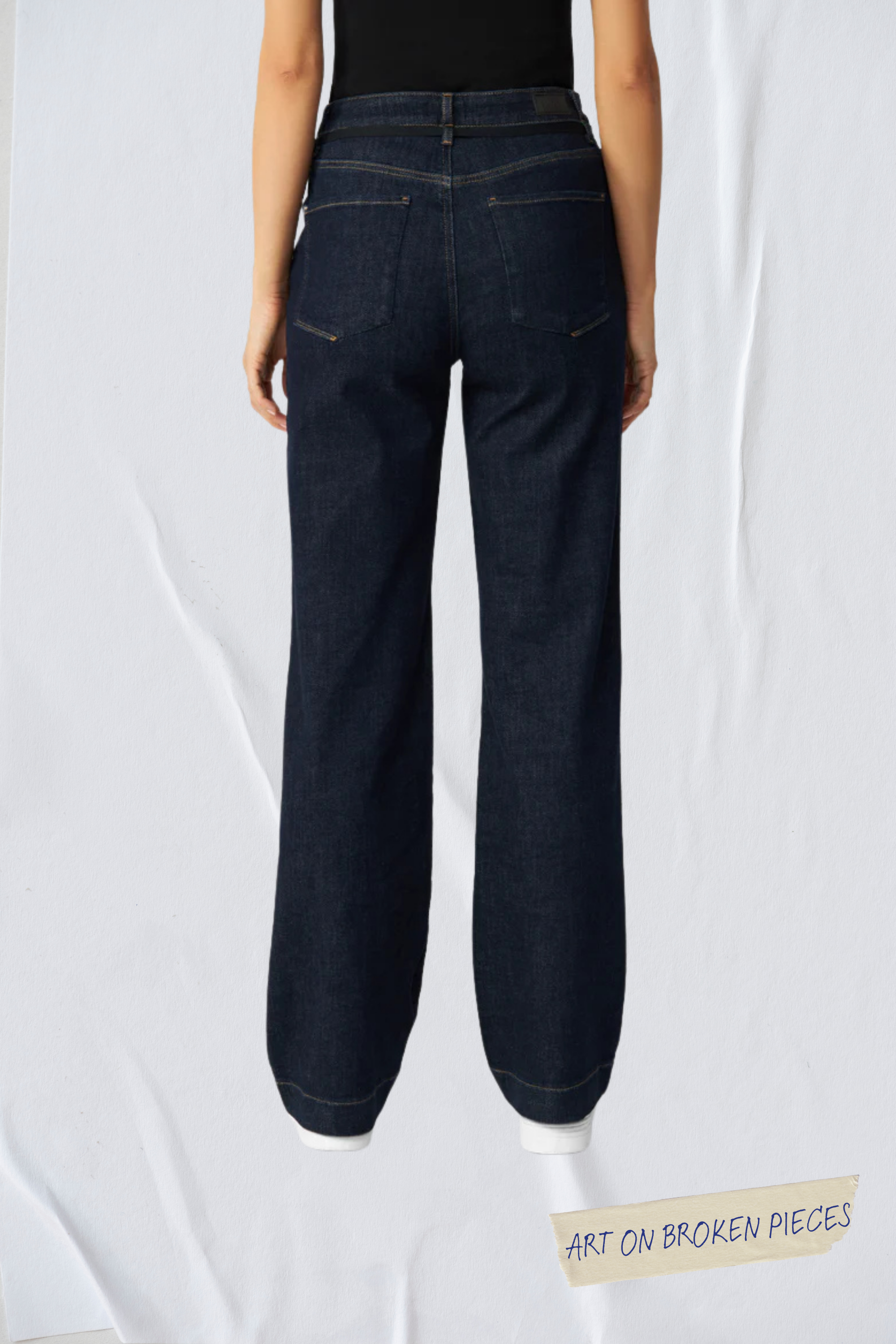 Dark blue jeans DEW Flared Art on Broken Pieces made of organic cotton by Dawn Denim