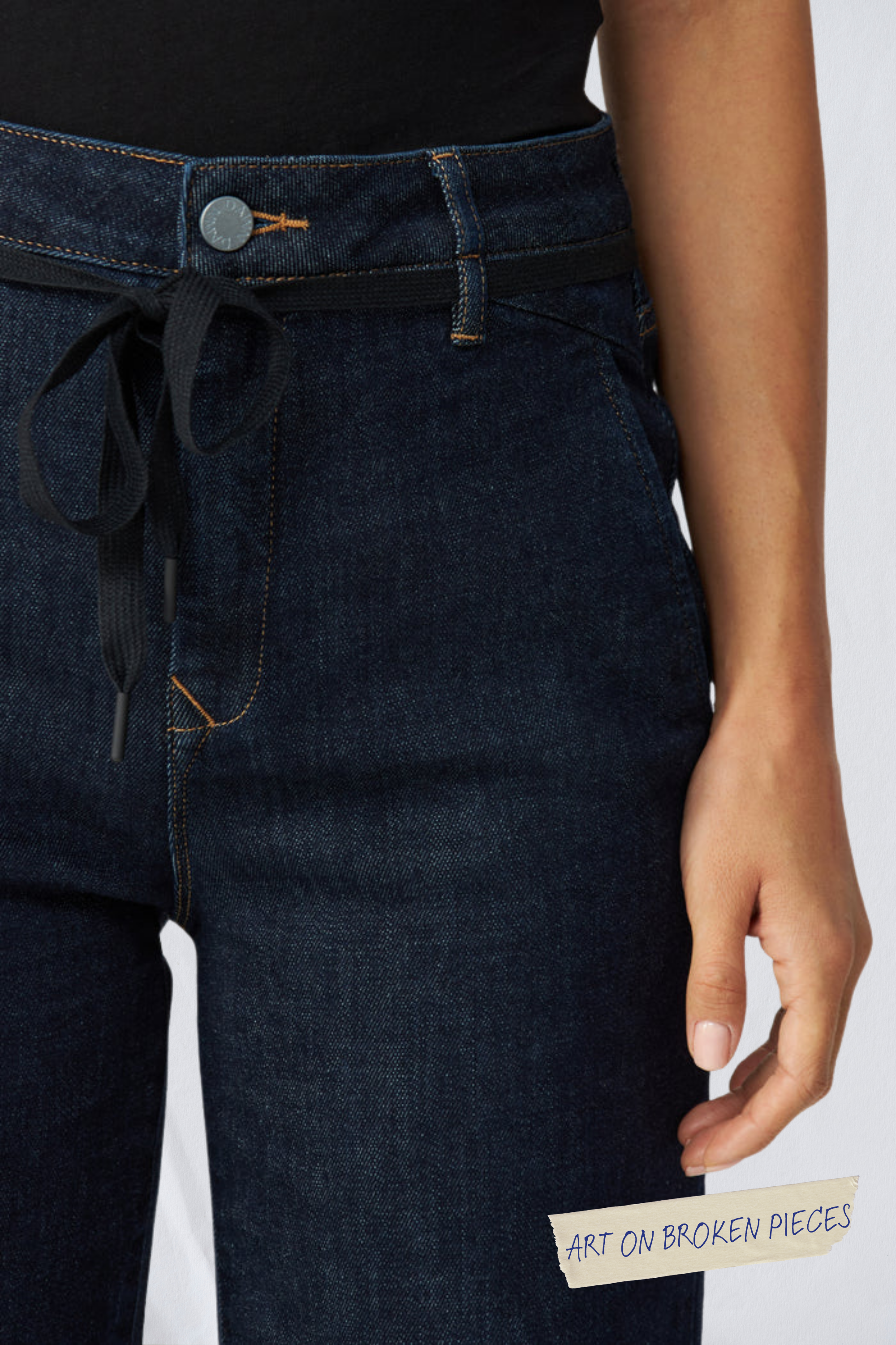 Dark blue jeans DEW Flared Art on Broken Pieces made of organic cotton by Dawn Denim