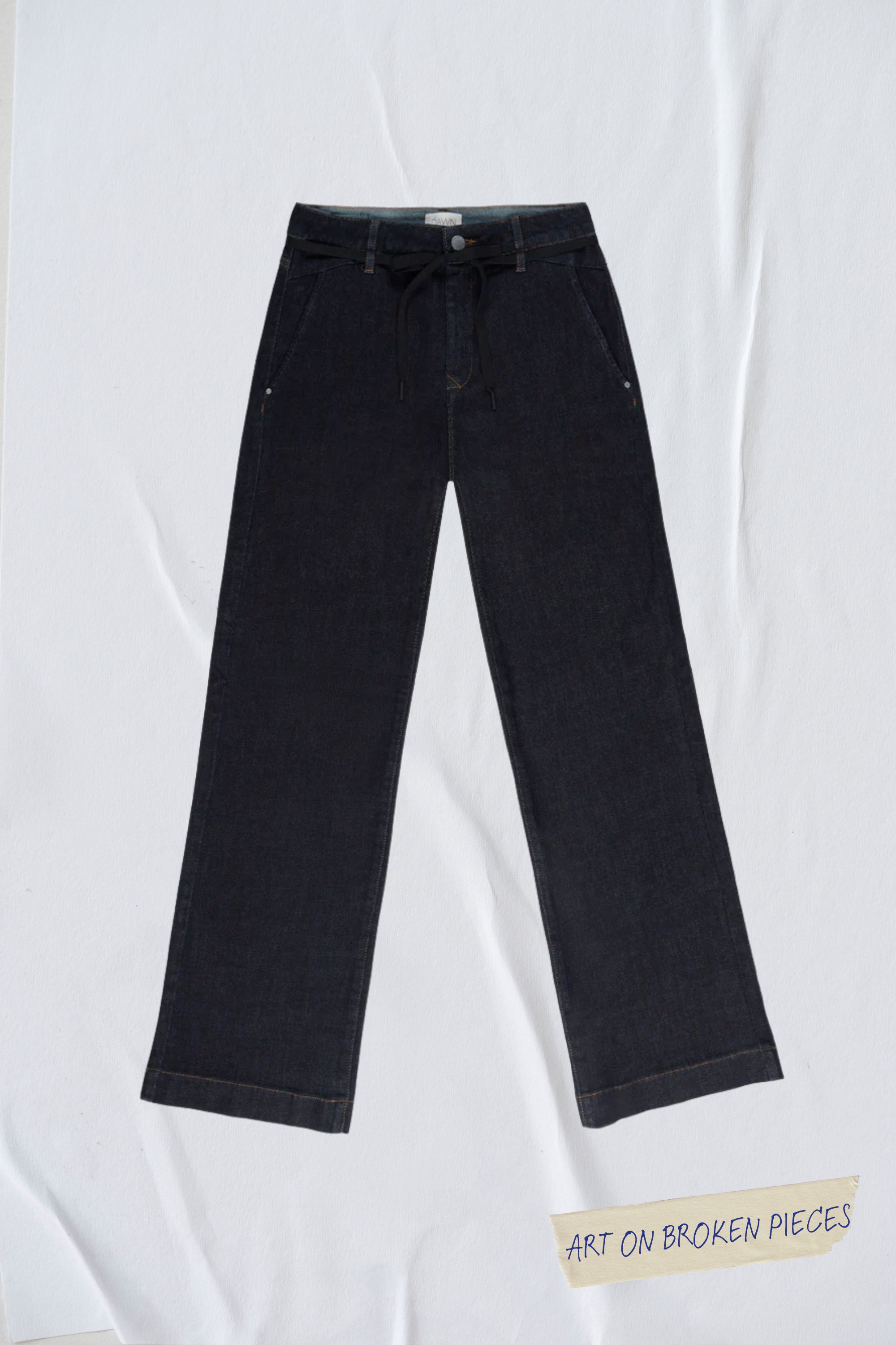 Dark blue jeans DEW Flared Art on Broken Pieces made of organic cotton by Dawn Denim